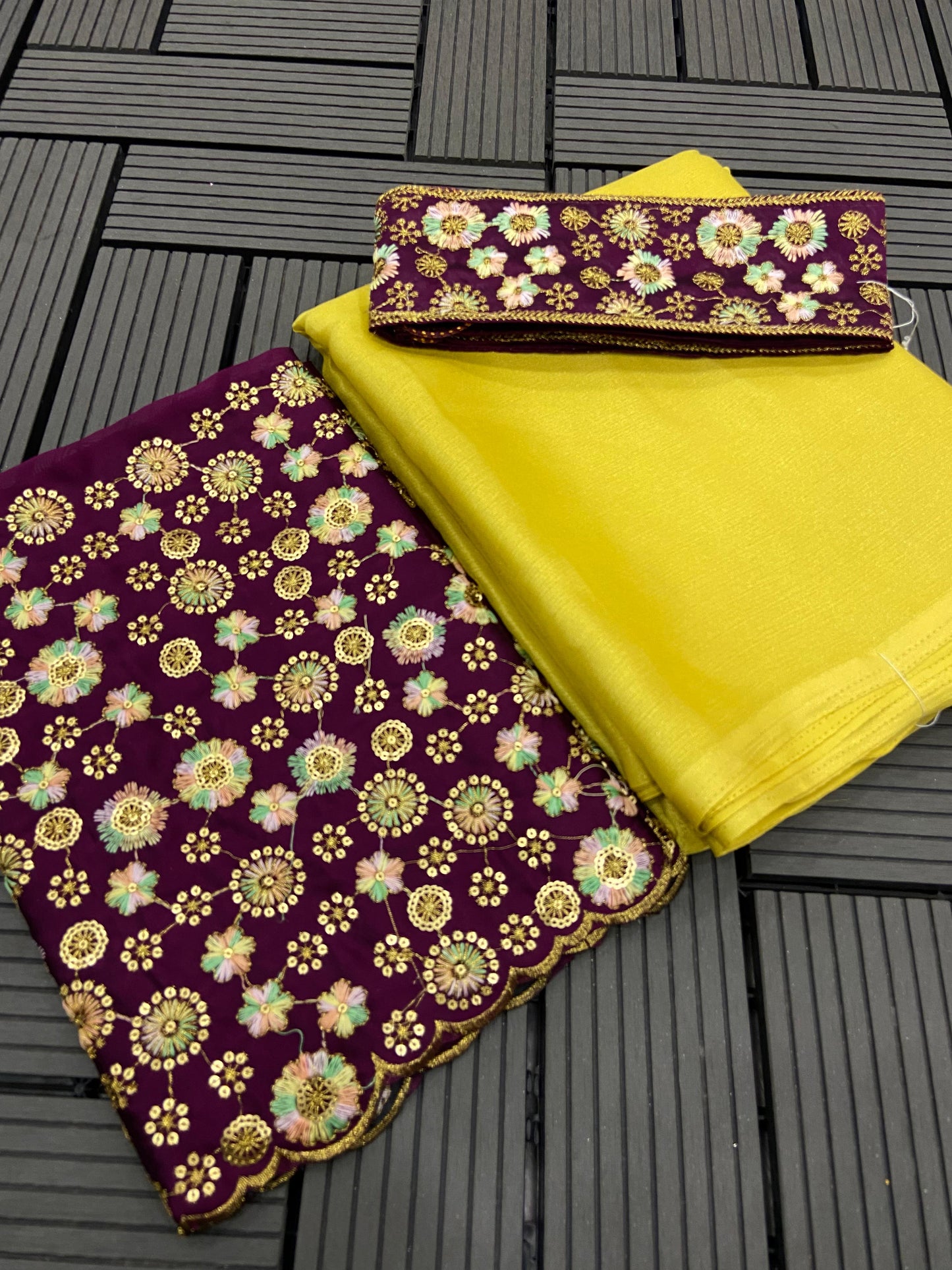Latest satin designer saree