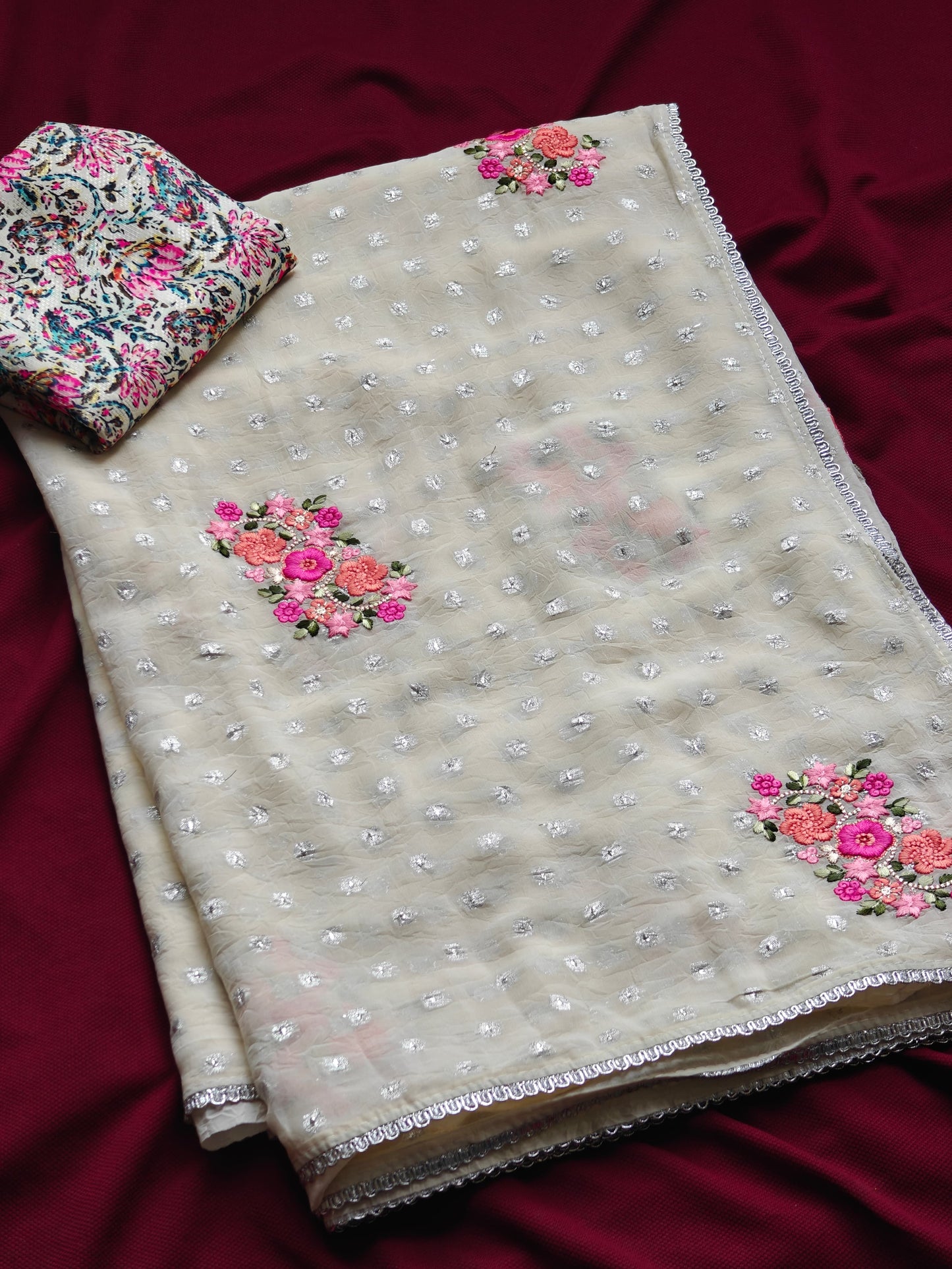 Chiffon floral saree 1001