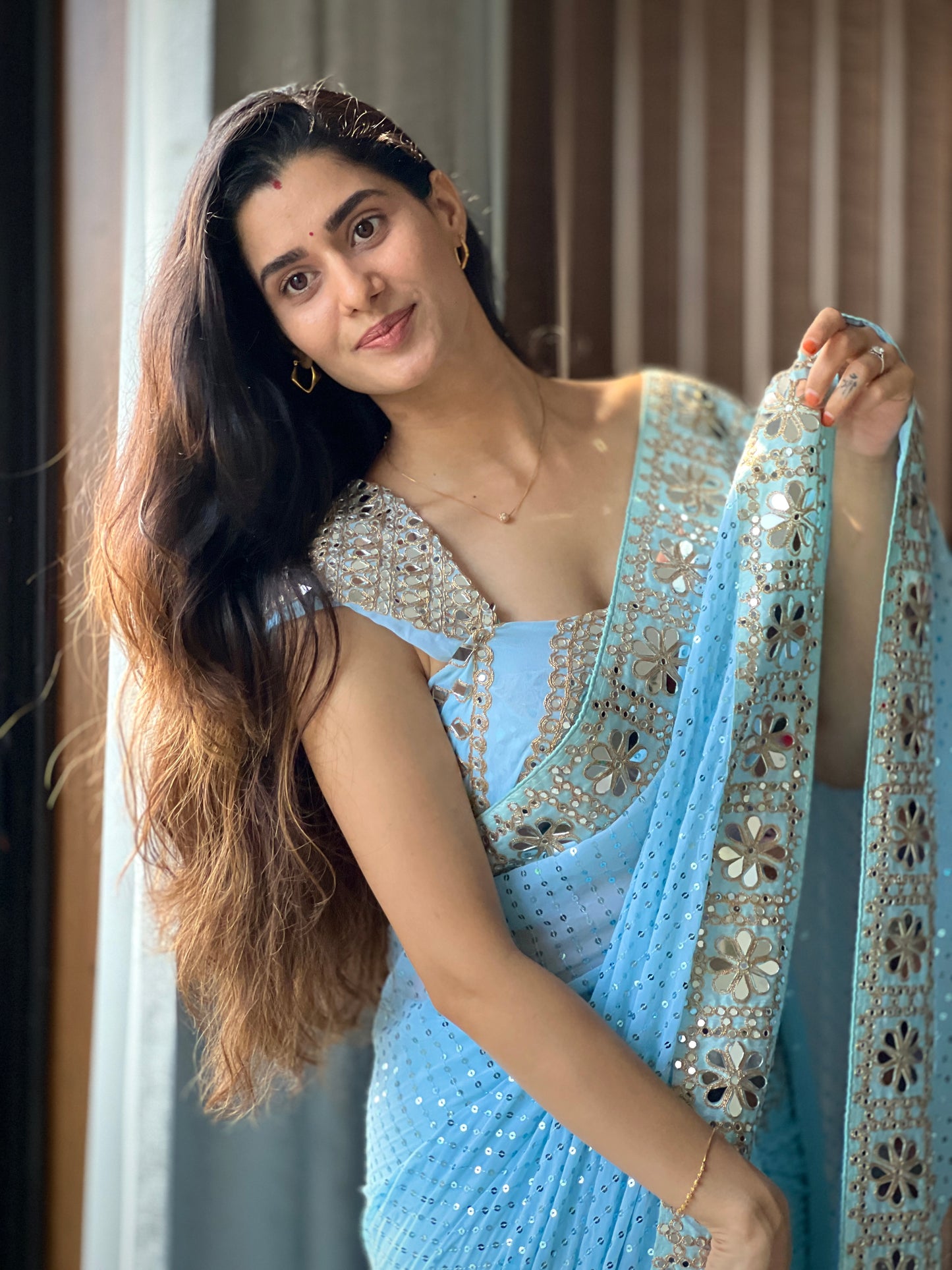 Bollywood mirror work designer saree