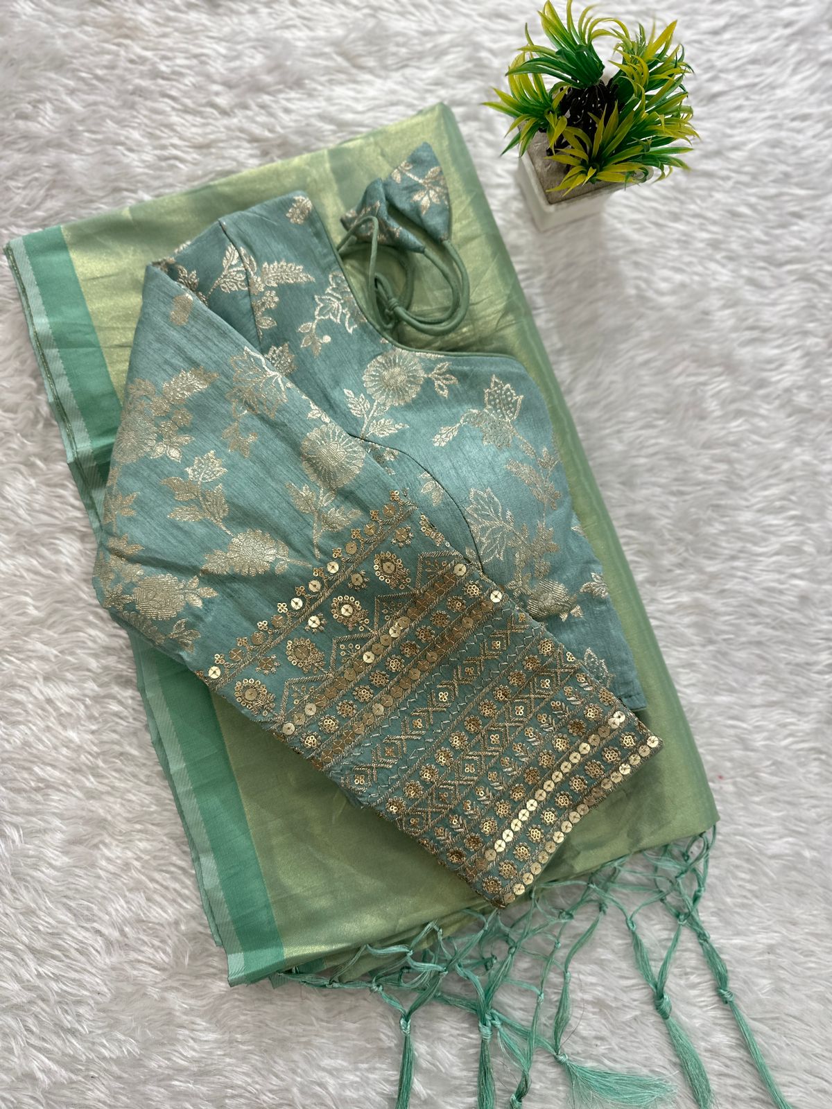 Soft organza tissue silk saree