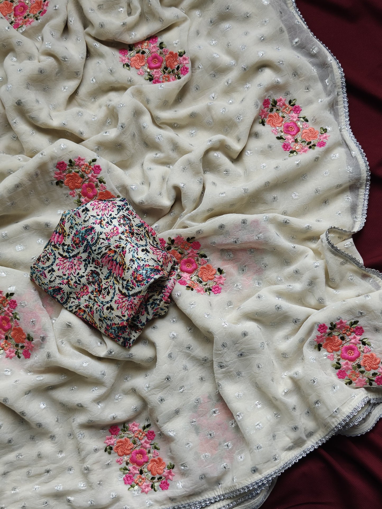 Chiffon floral saree 1001