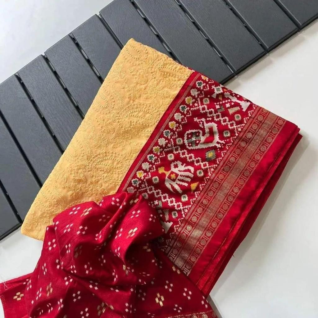 Georgette chikankari lucknowi embroidered saree