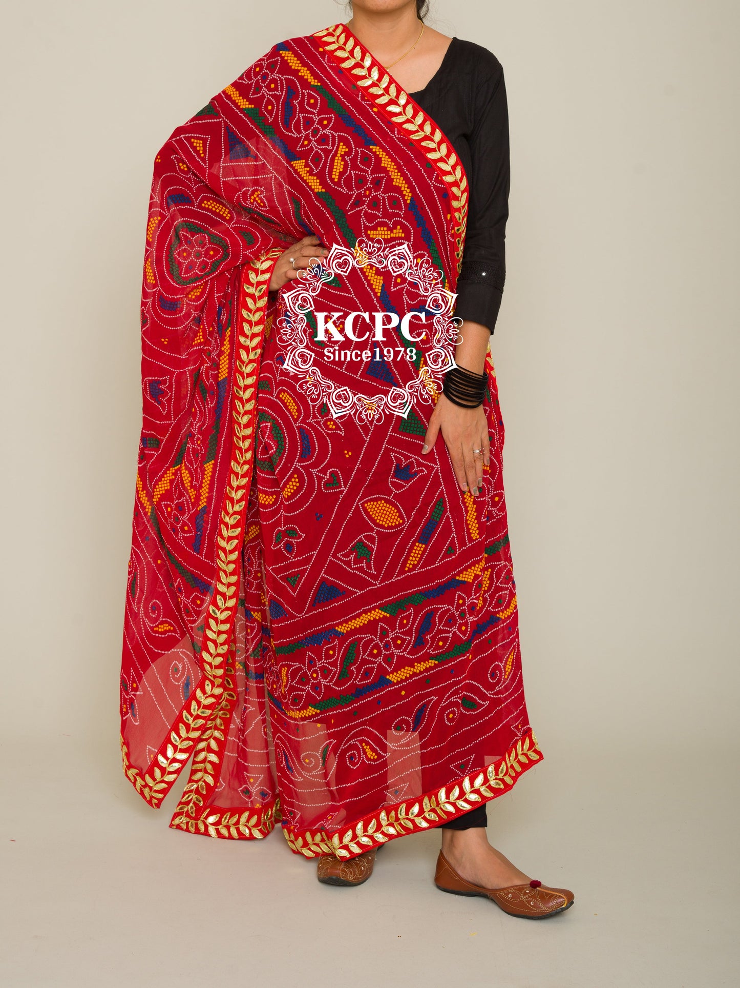 Pure Georgette Rajasthani Chunri Dupattas, OR, KC