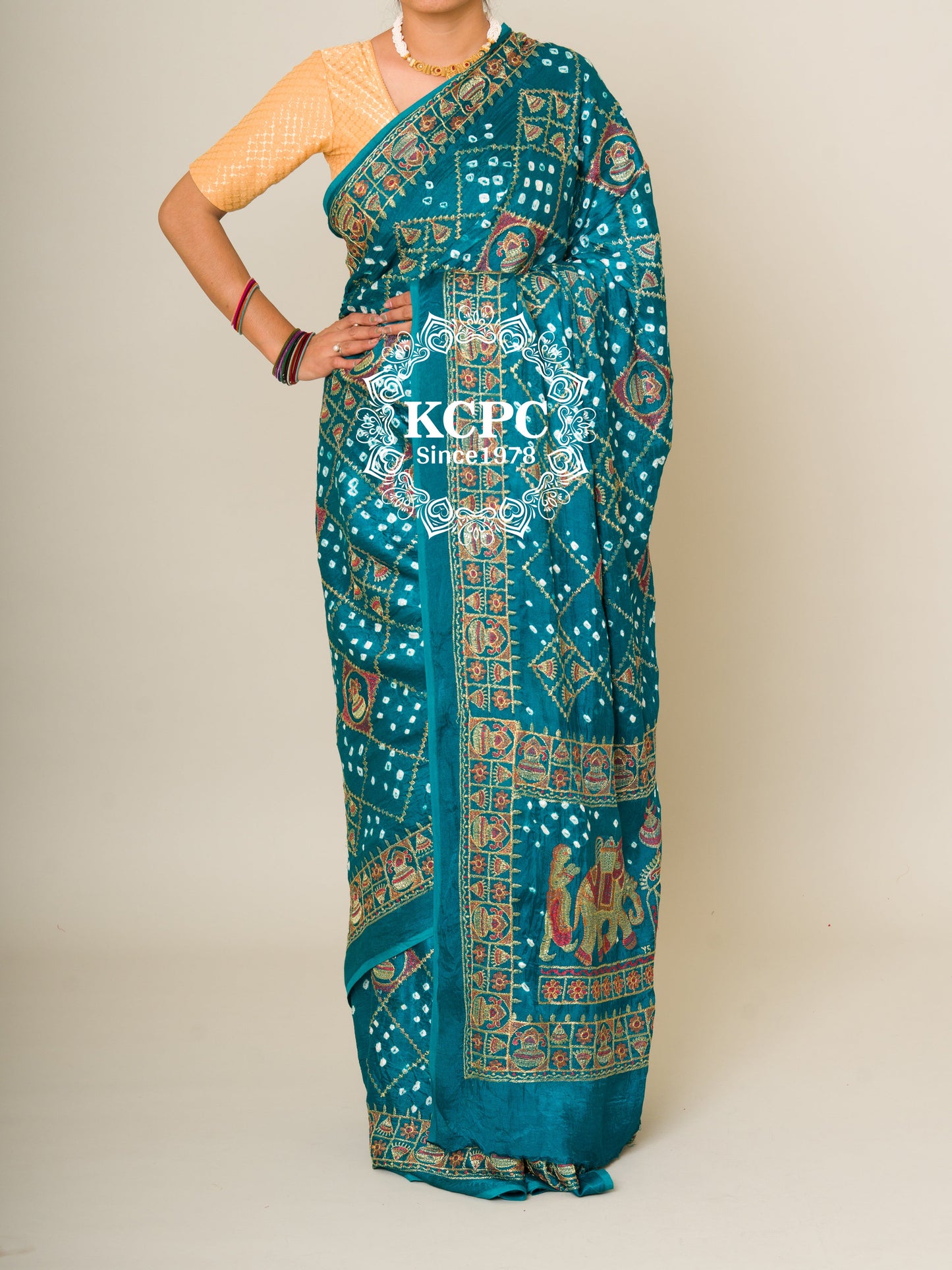 90 gram Sami Gaji Silk Bandhani Saree, With Blouse, DR, KCPC