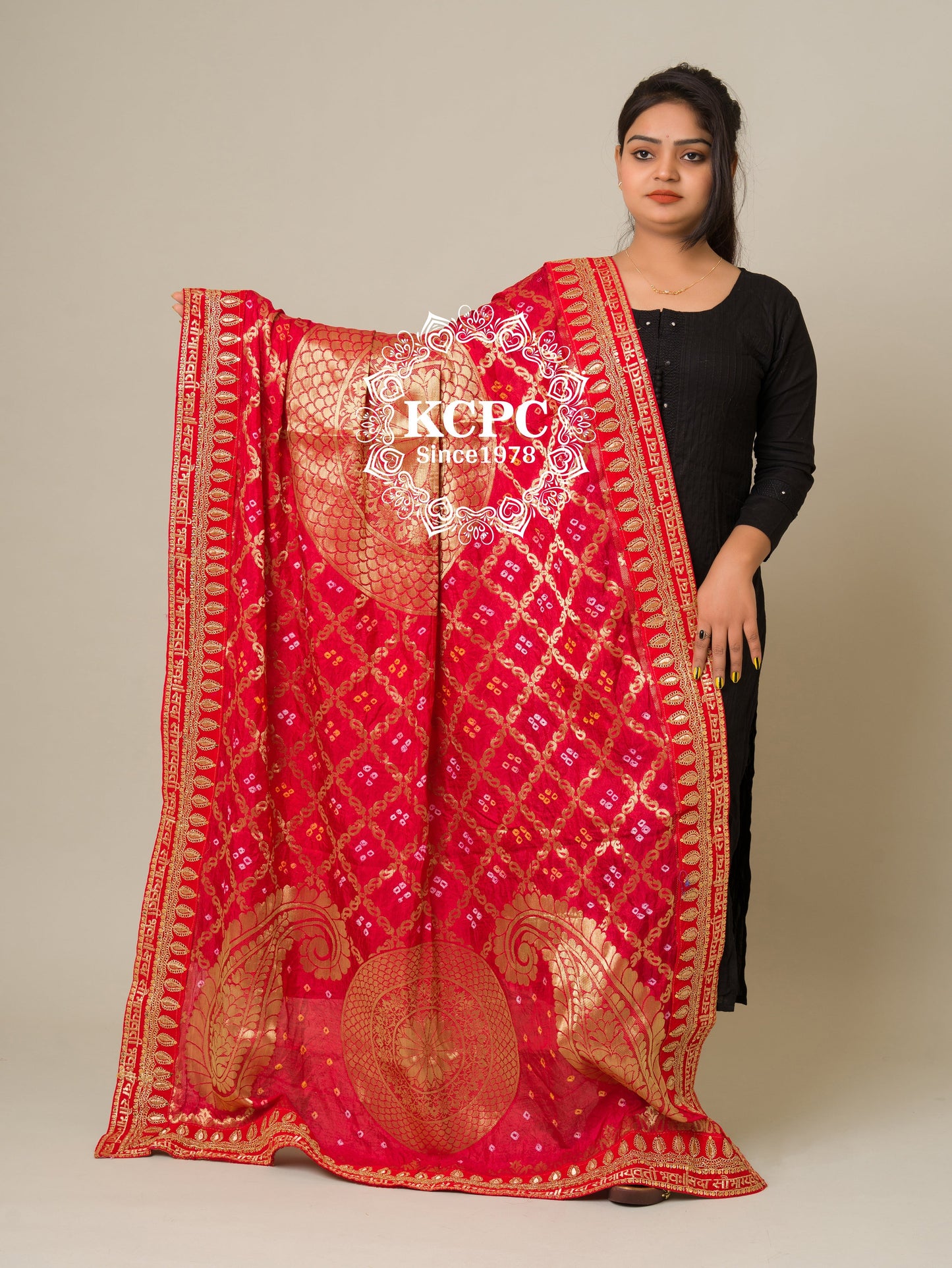 Bandhani Silk Gharchola Bridal Dupatta, OR, KCPC
