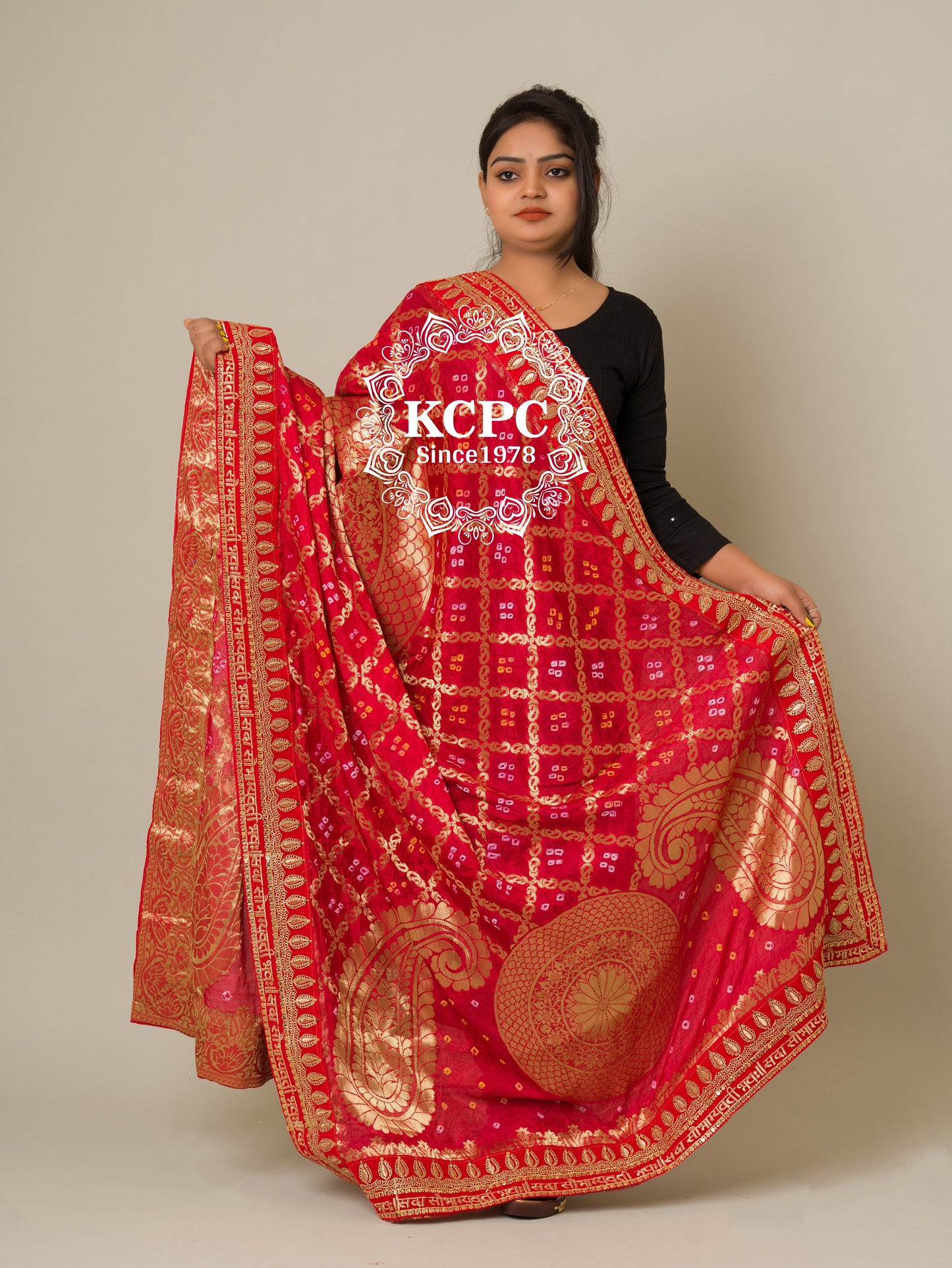 Bandhani Silk Gharchola Bridal Dupatta, OR, KCPC
