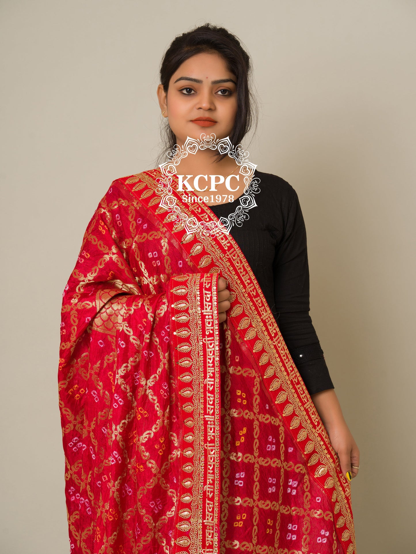 Bandhani Silk Gharchola Bridal Dupatta, OR, KCPC