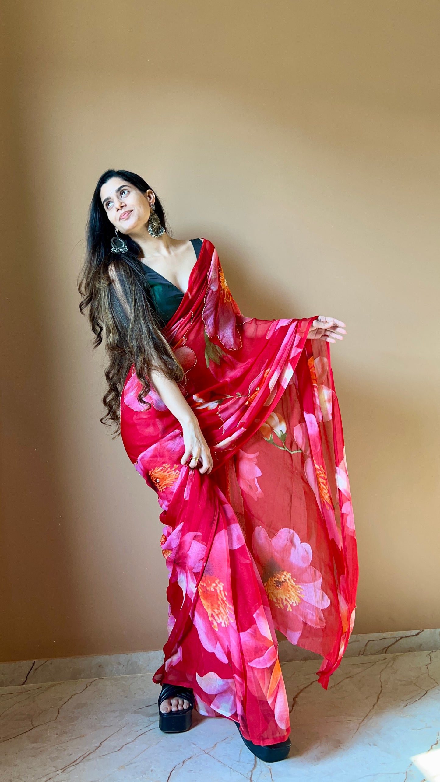 Georgette rajwadi floral saree