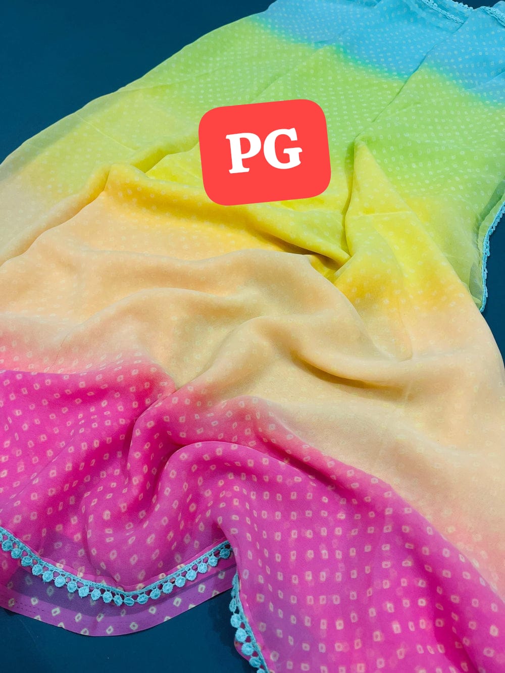 Chiffon style bandhani pattern saree