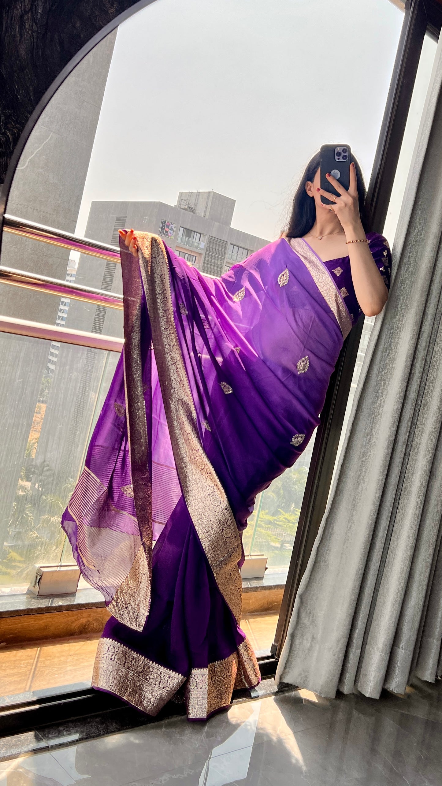 Silk jaipuri gotapatti saree ♥️