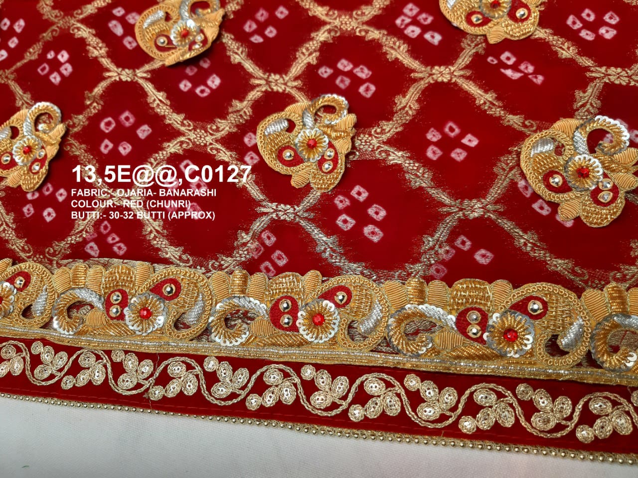 Pure Khaddi Georgette Banarasi Belbuti Odhna Marriage Chunri Or Kc Chunri Pila