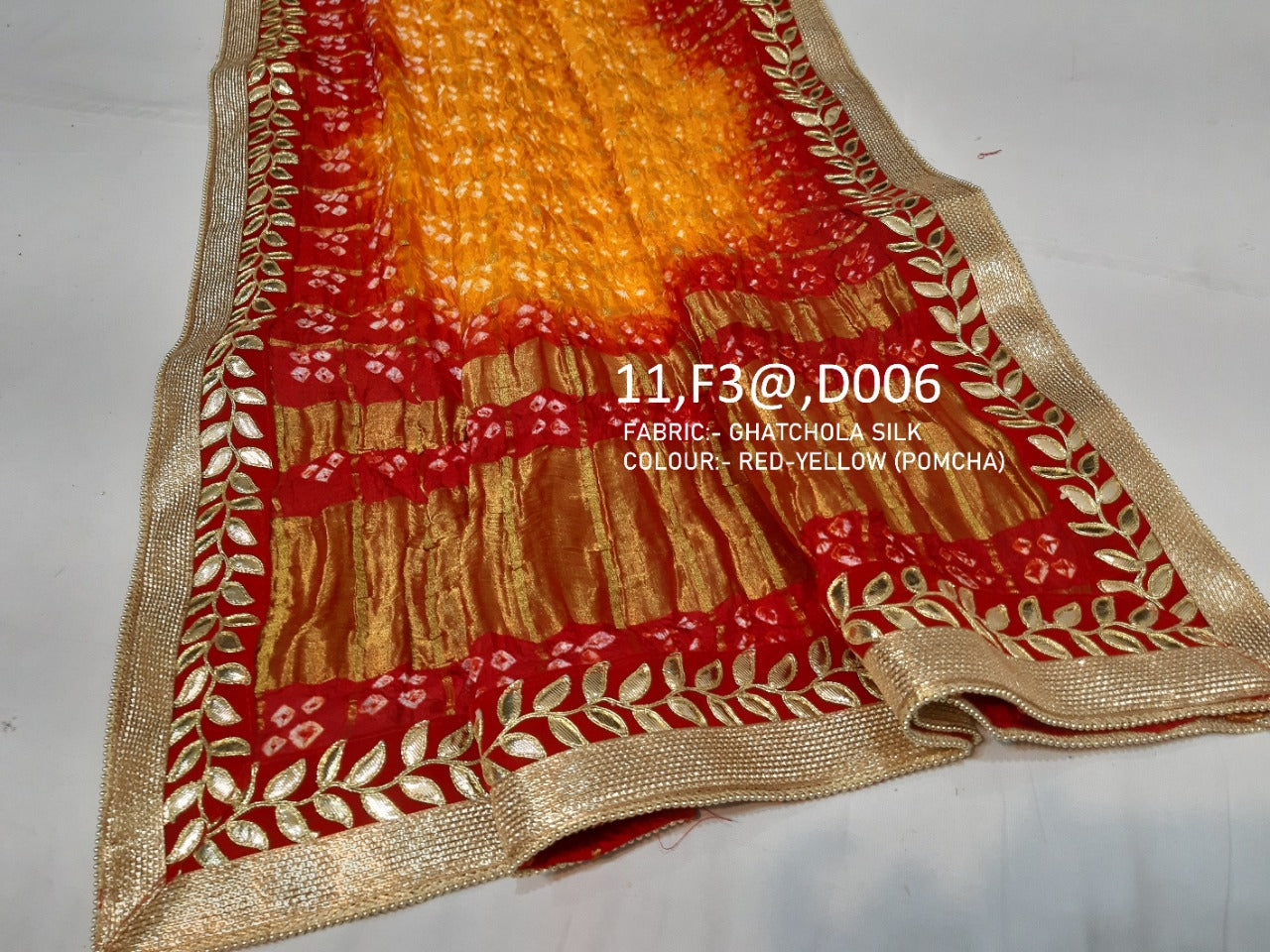 Rajasthani Traditional Bandhani Chunri Piliya Dupatta Or Kc Gharchola Silk Pomcha
