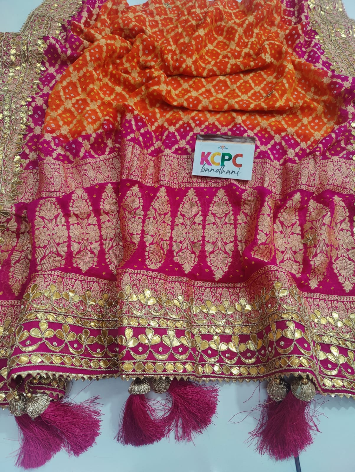 Pure Khaddi Upada Jangla Neemzari Bandhani
Ghatchola Dupatta With Gotapatti Handwork