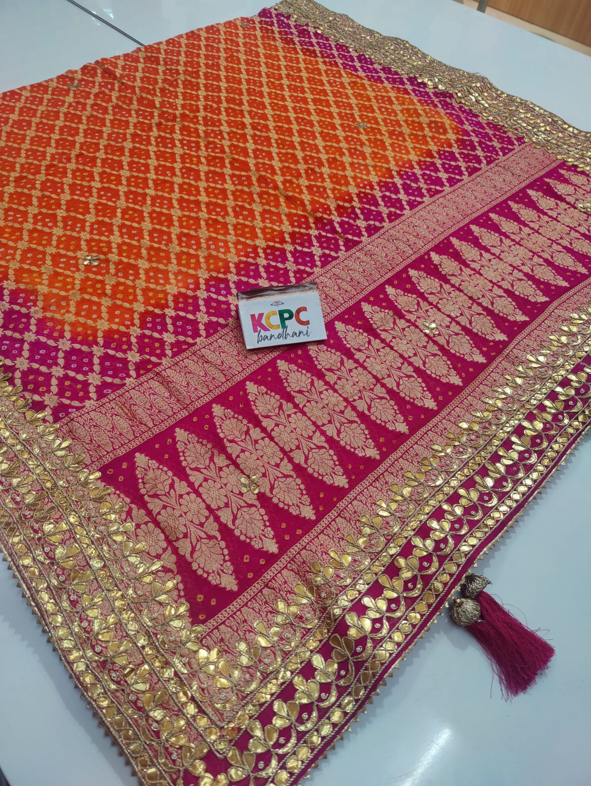 Pure Khaddi Upada Jangla Neemzari Bandhani
Ghatchola Dupatta With Gotapatti Handwork