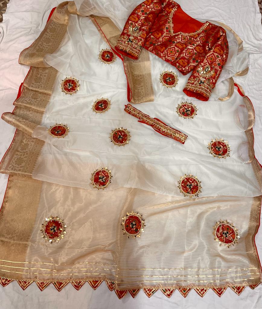 Pure Soft Viscose Organza With Chit Pallu Saree Gs Nr Saree