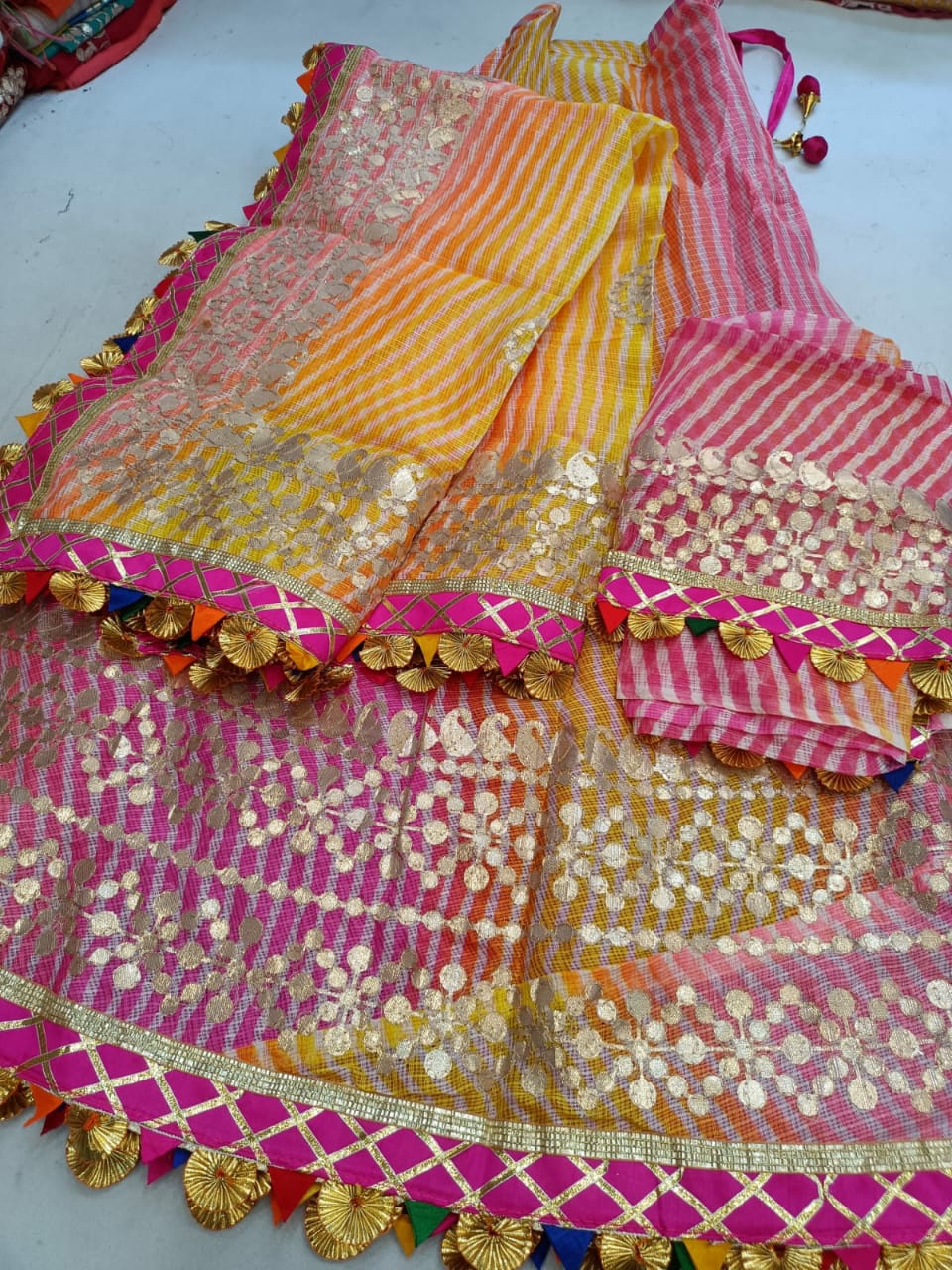 Pure Kotta Doriya Beautiful Rajasthani Design With Gotaptti Work Lehnga Kml Or Lehenga