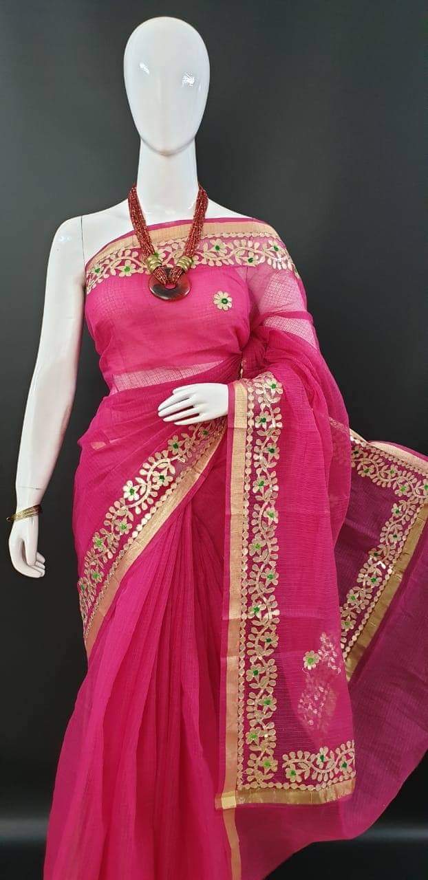 Pure Kota doria cotton with gotapatti work saree