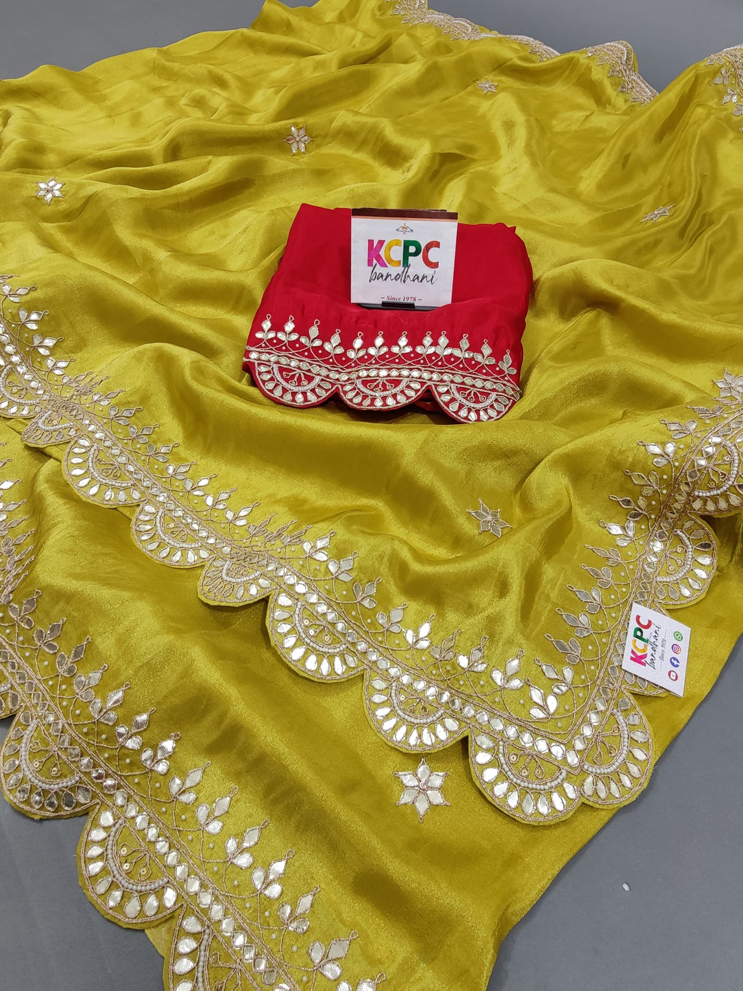 Designer Parrot Green Pure Tissue Party Wear Traditional Marwadi Saree Smj