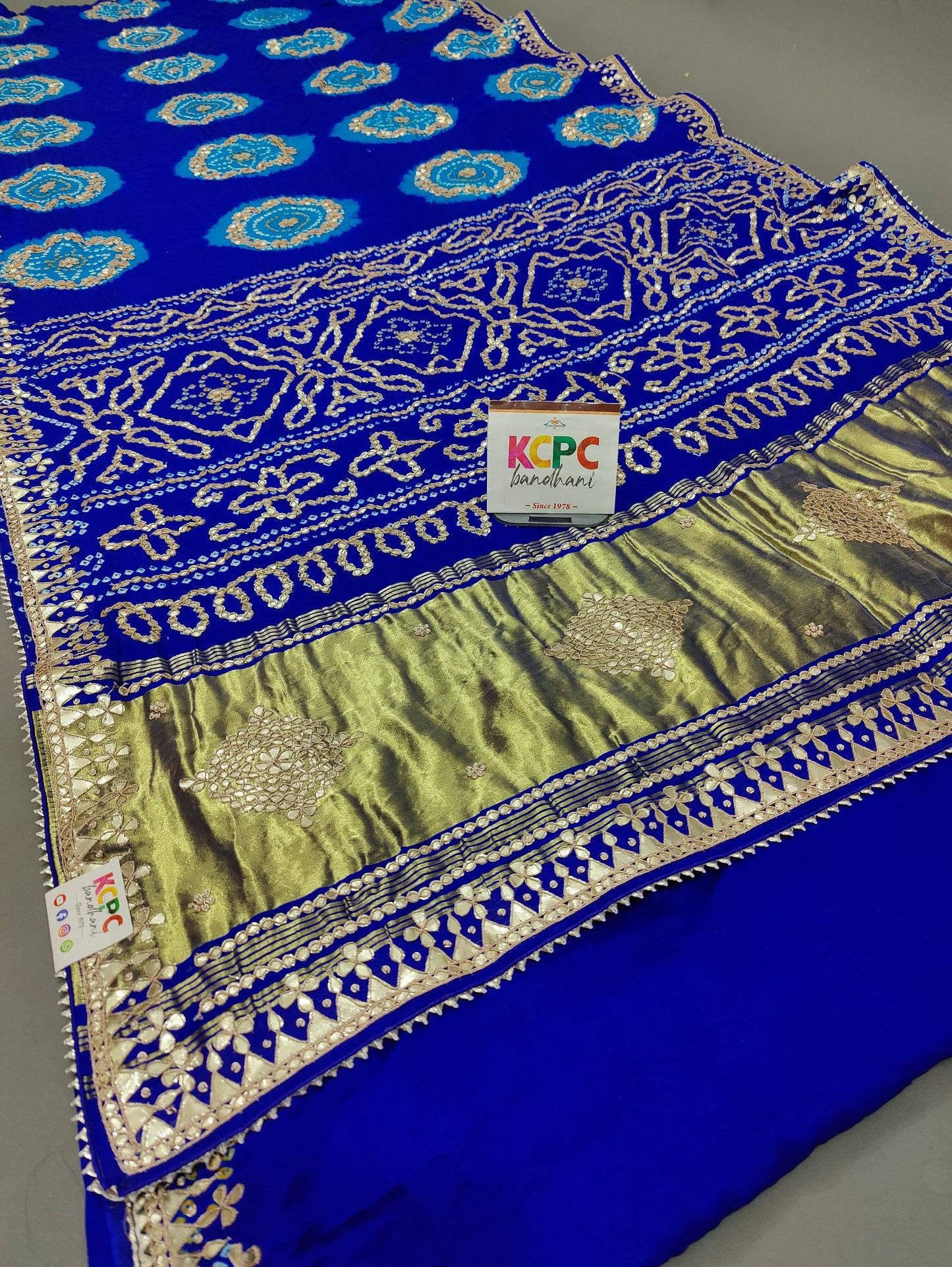 Latest New Pure Gaji Silk Handmade Bandhej Gotapatti Laddu Bandhej Saree with blouse