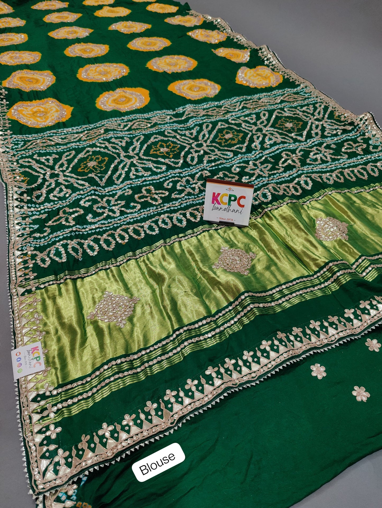 Latest New Pure Gaji Silk Handmade Bandhej Gotapatti Laddu Bandhej Saree with blouse