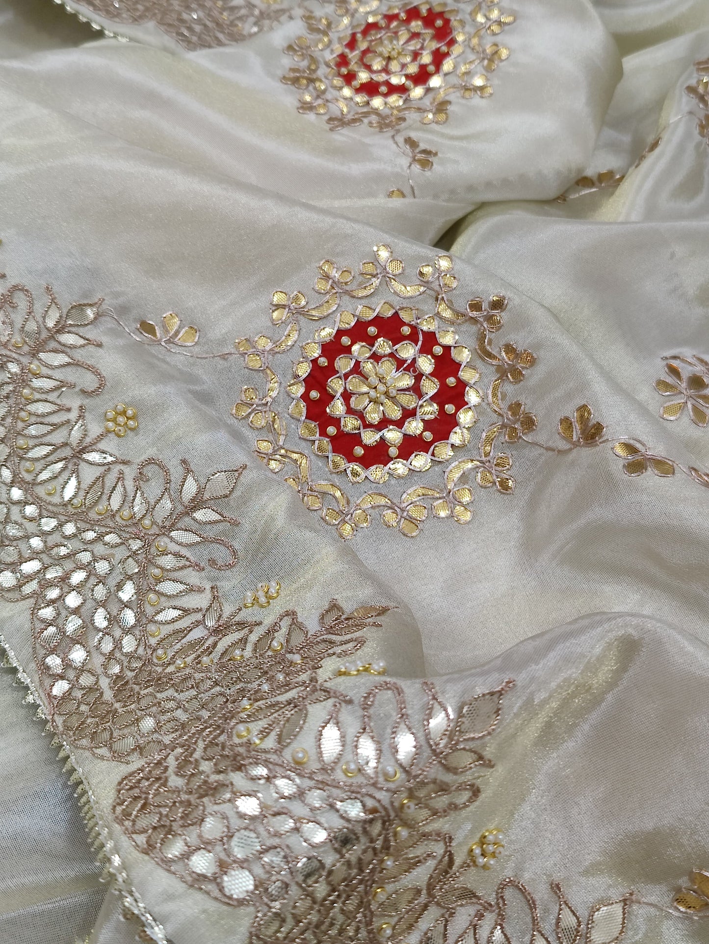 Pure Tissue Rajwadi Gotapatti Work Jaipuri Saree with blouse