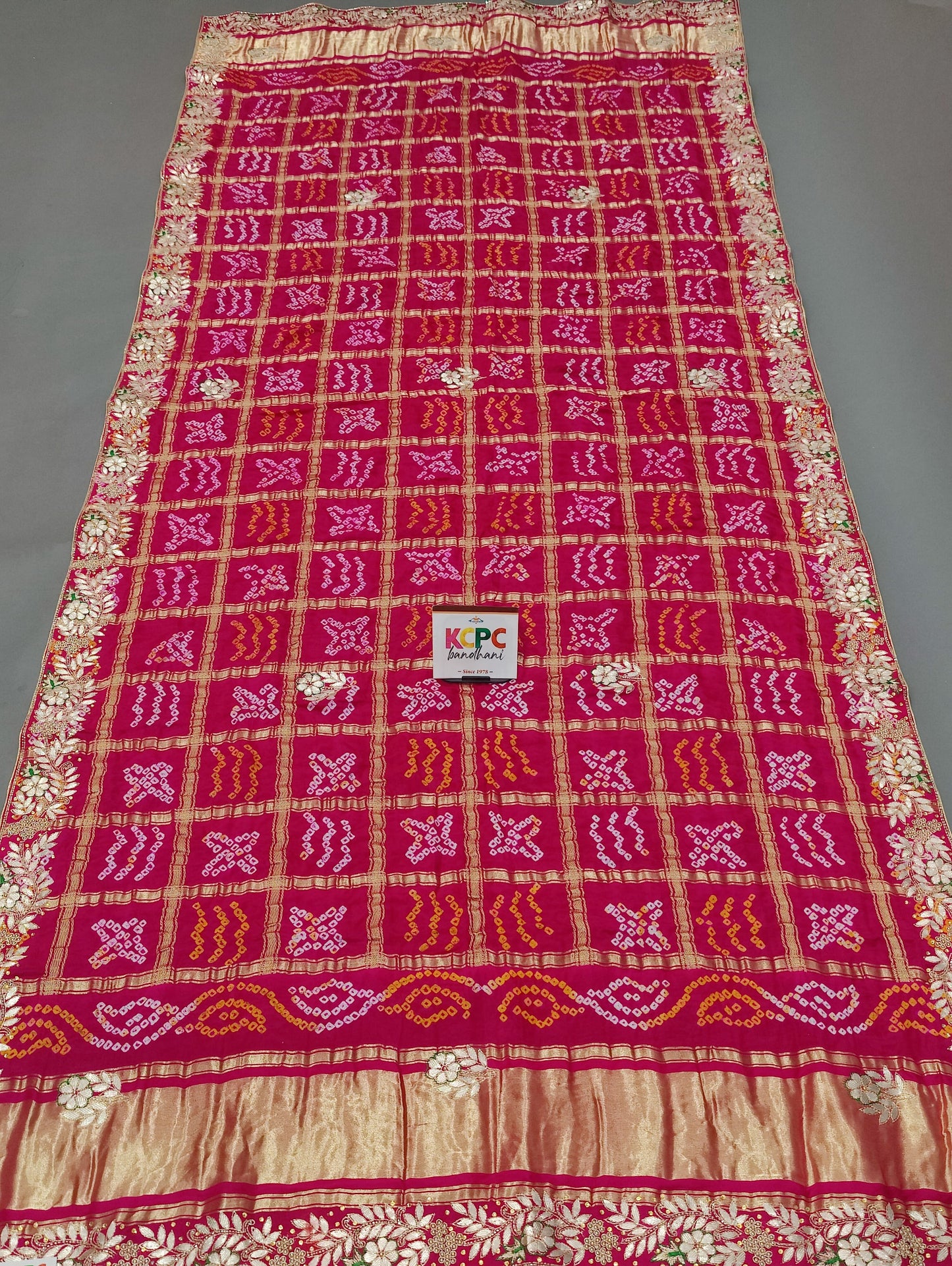 Designer Pure Gaji Silk Banarasi Bandhani Ghatchola Gotapatti Work Dupatta