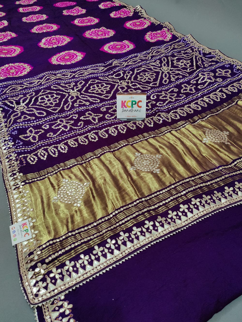 Latest New Pure Gaji Silk Handmade Bandhej Gotapatti Laddu Bandhej Saree with blouse