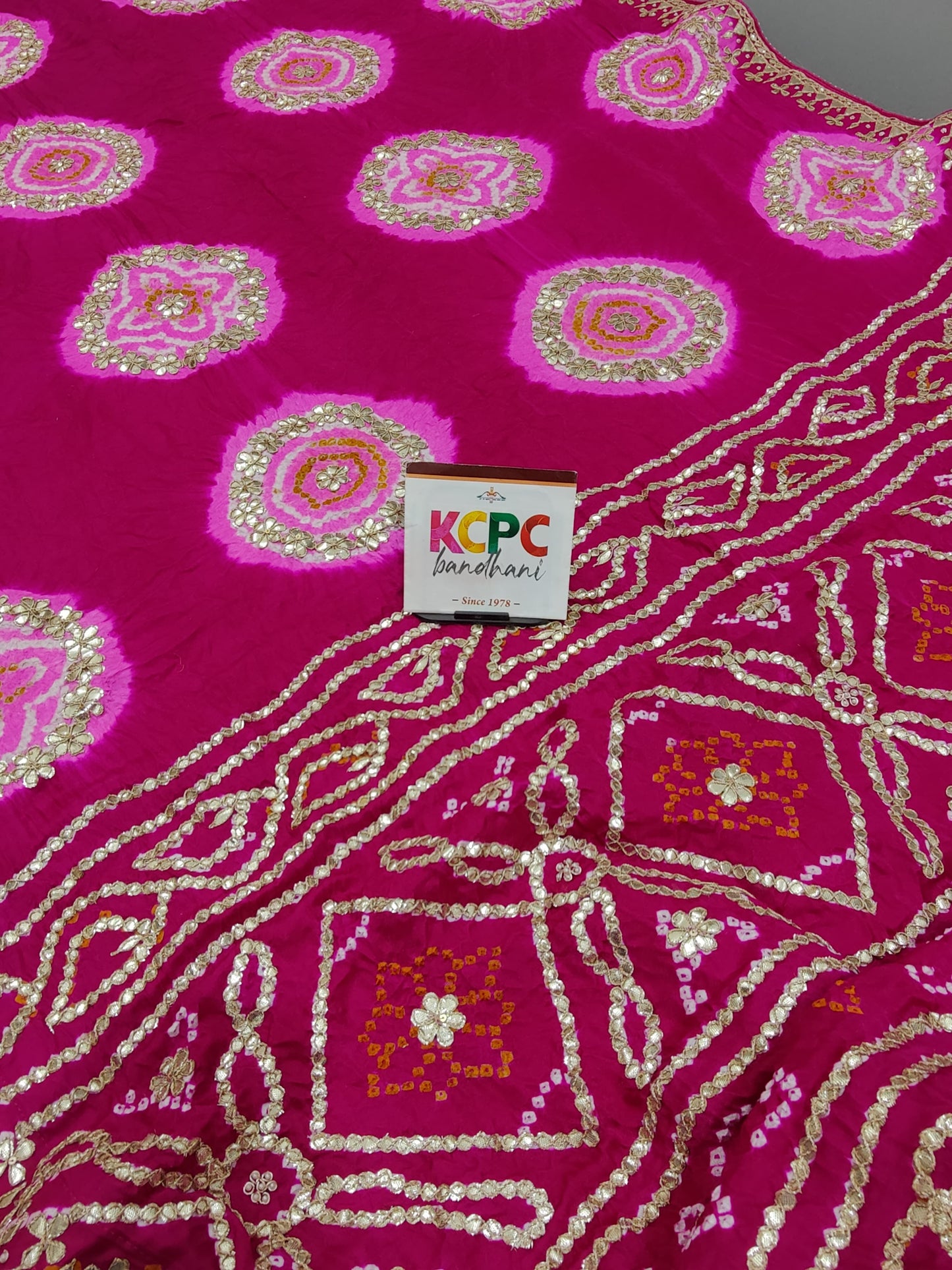 Latest New Pure Gaji Silk Handmade Bandhej Gotapatti Laddu Bandhej Saree with blouse