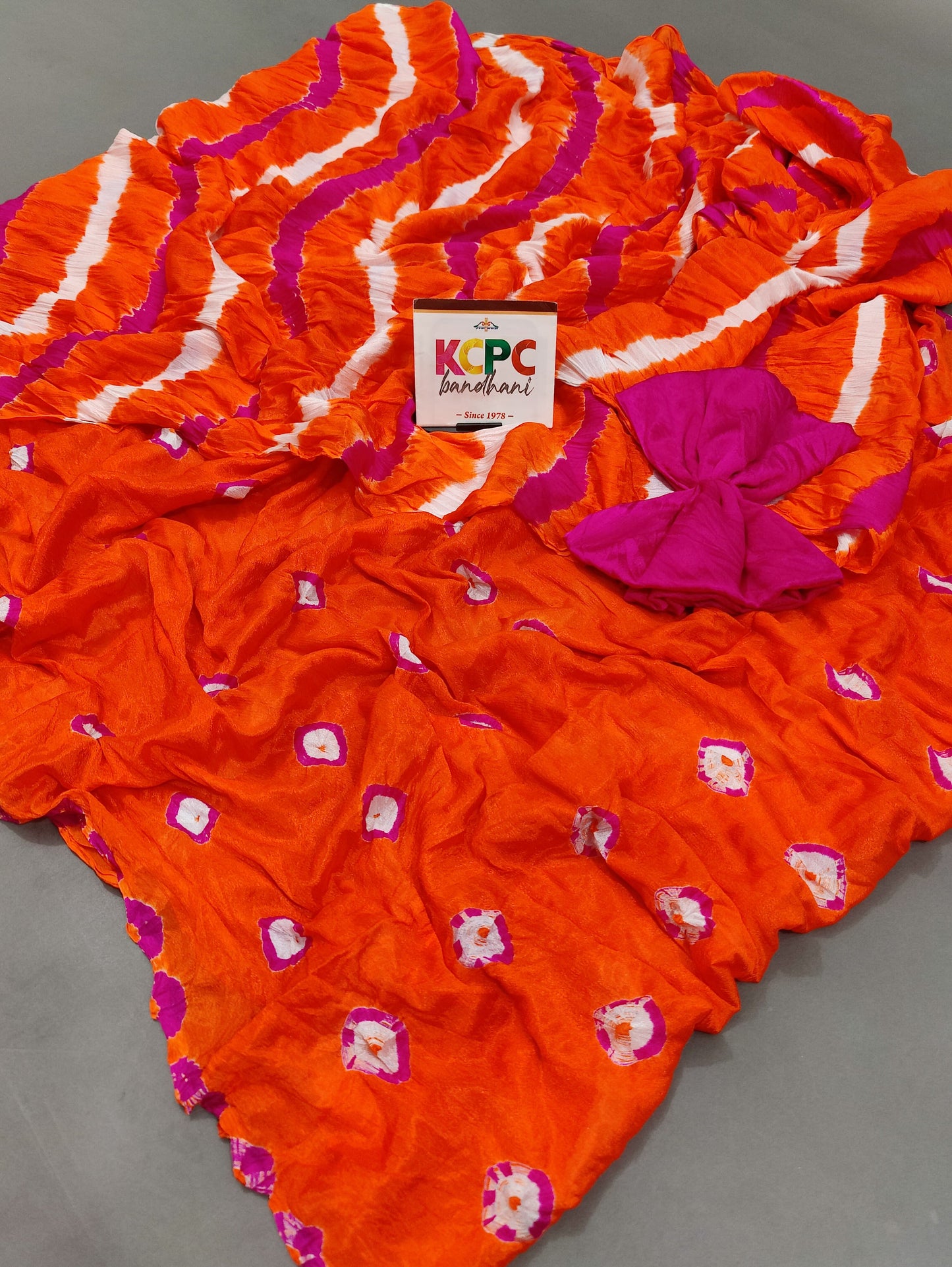 Latest New Jaipuri Traditional Chinon Bandhani Saree with Blouse