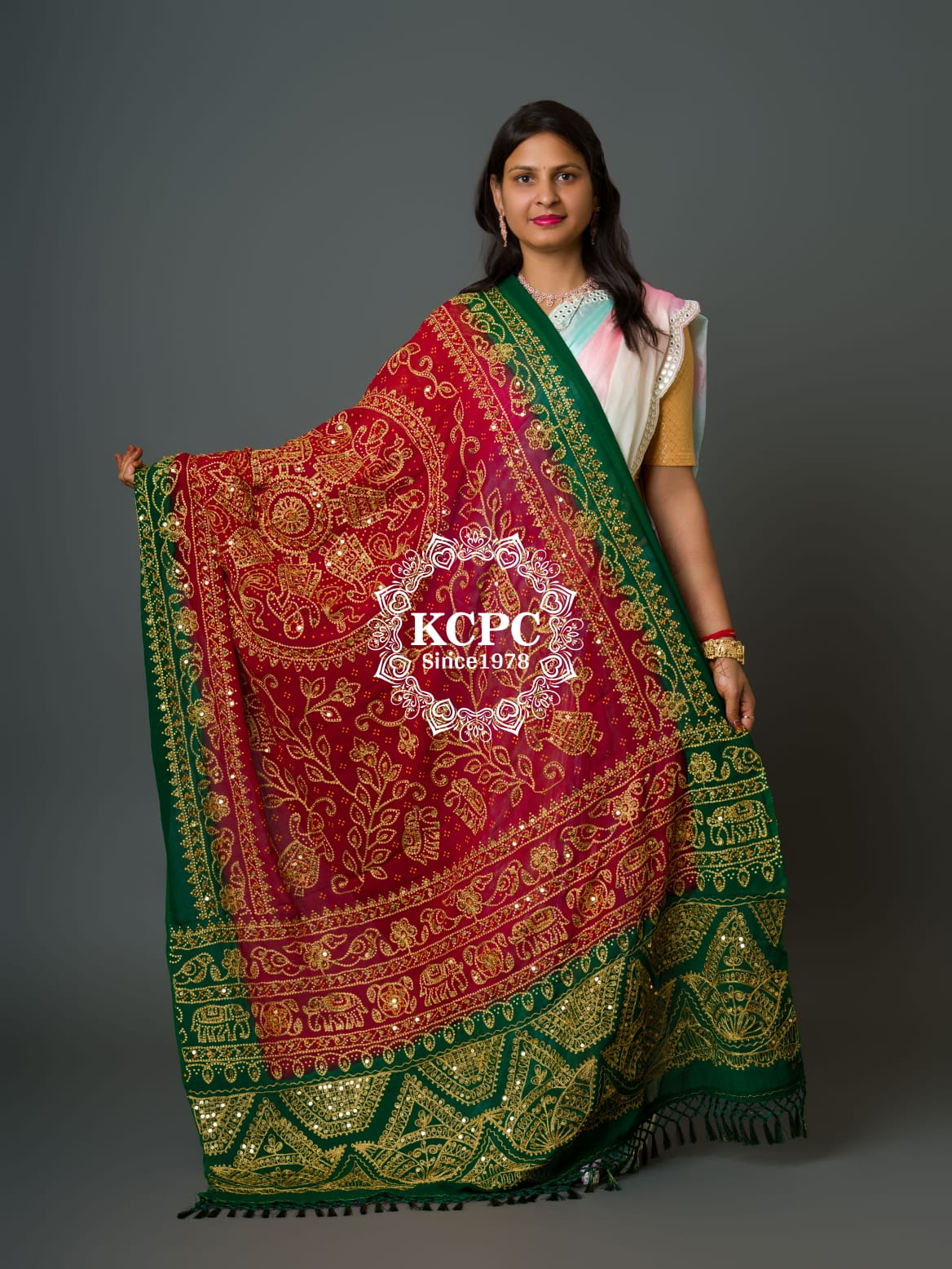 Latest Georgette Rajasthani Traditional Aara Tari handwork Dupatta