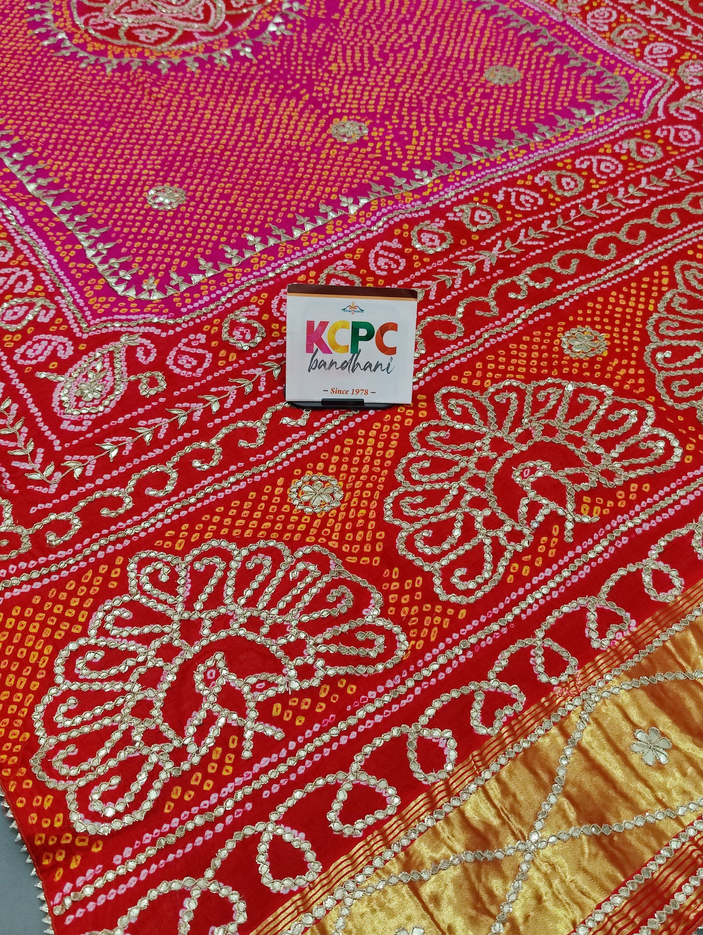 Latest New Launch Pure Gaji silk bandhani Gotapatti work Dupatta, KCPC, Amt