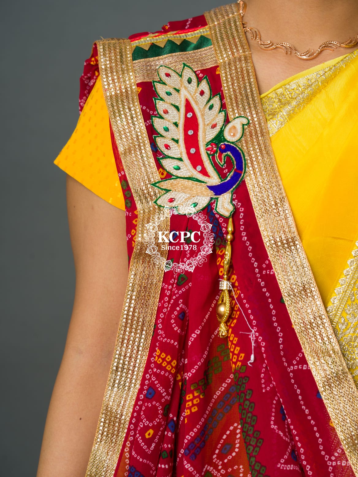 KcPc Rajasthani Semi Georgette Marwadi chunri Broach Stole