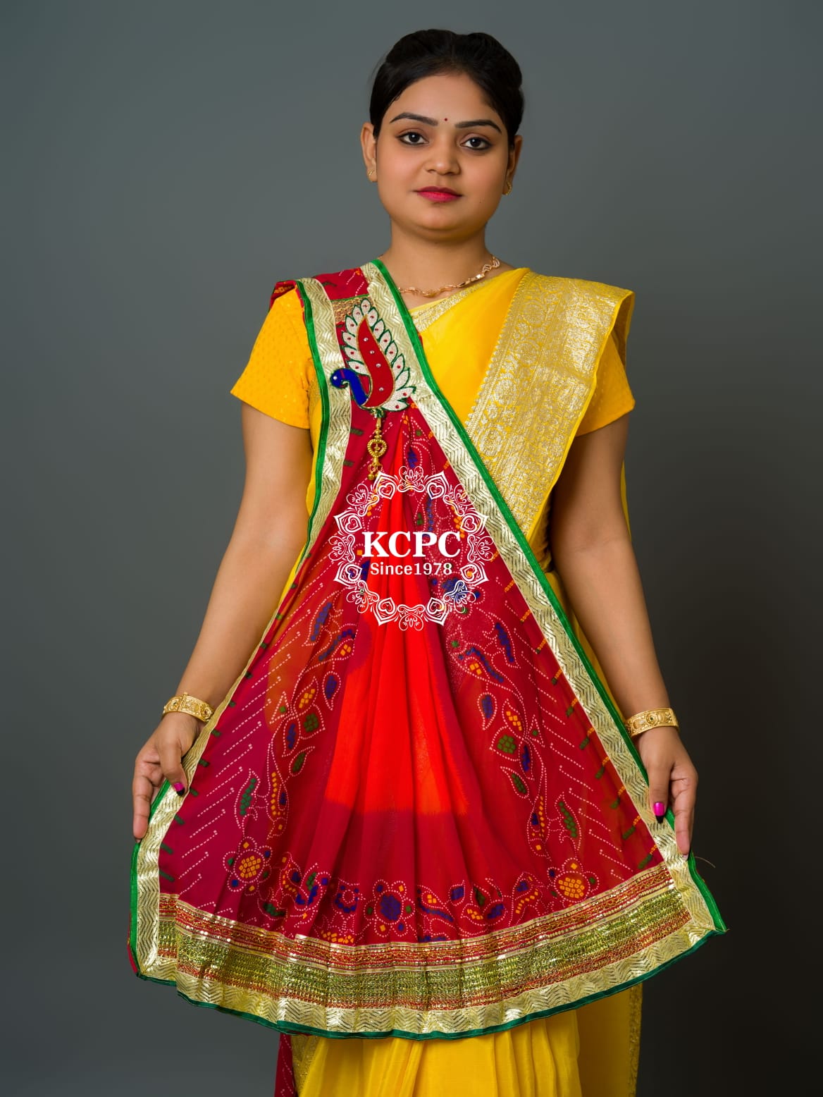 KcPc Exclusive Marwadi chunri pila Broach Stole
