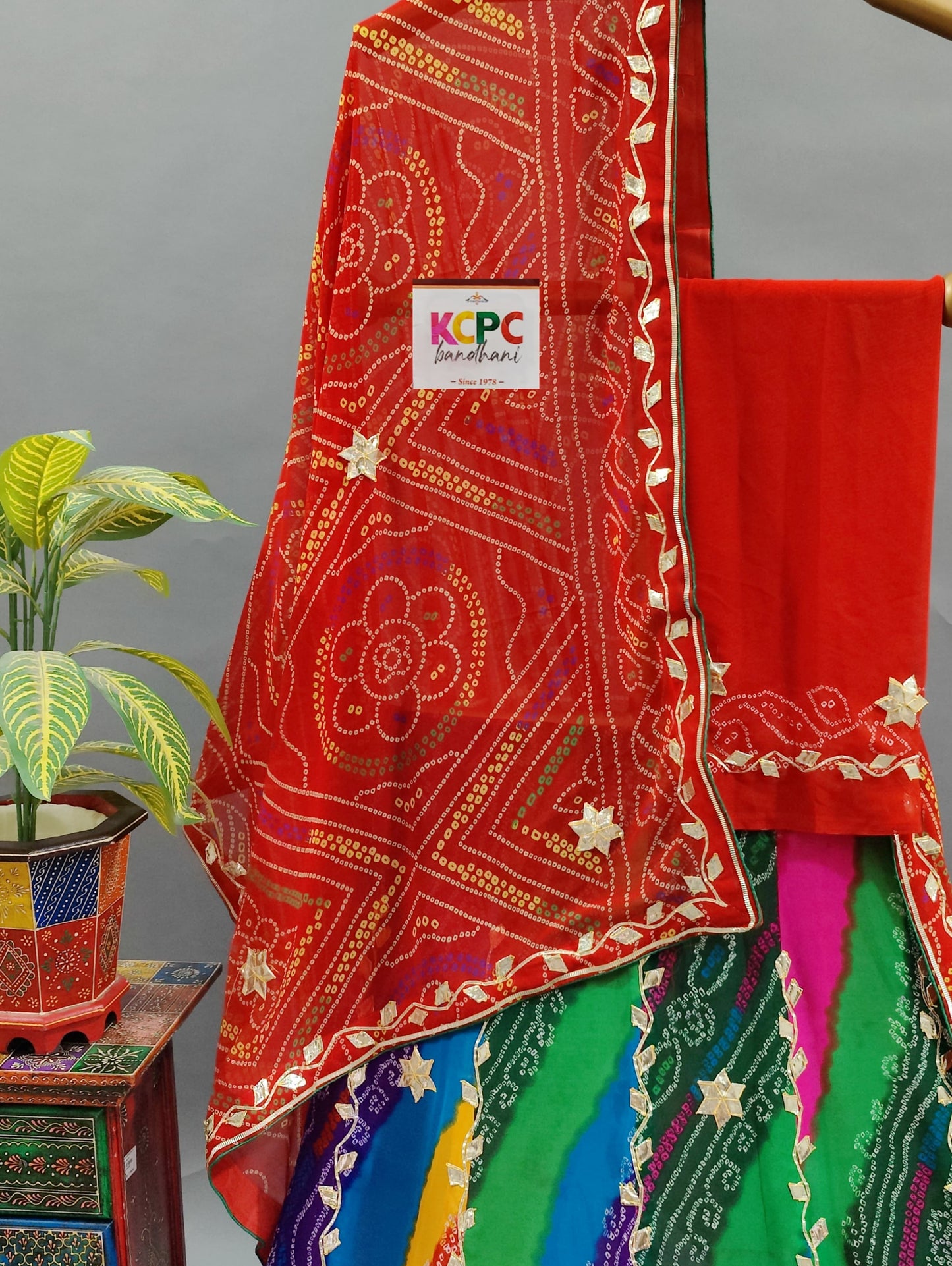 Latest kcpc exclusive multicolor georgette bandhani jaipuri style lehenga chunni set,MHS
