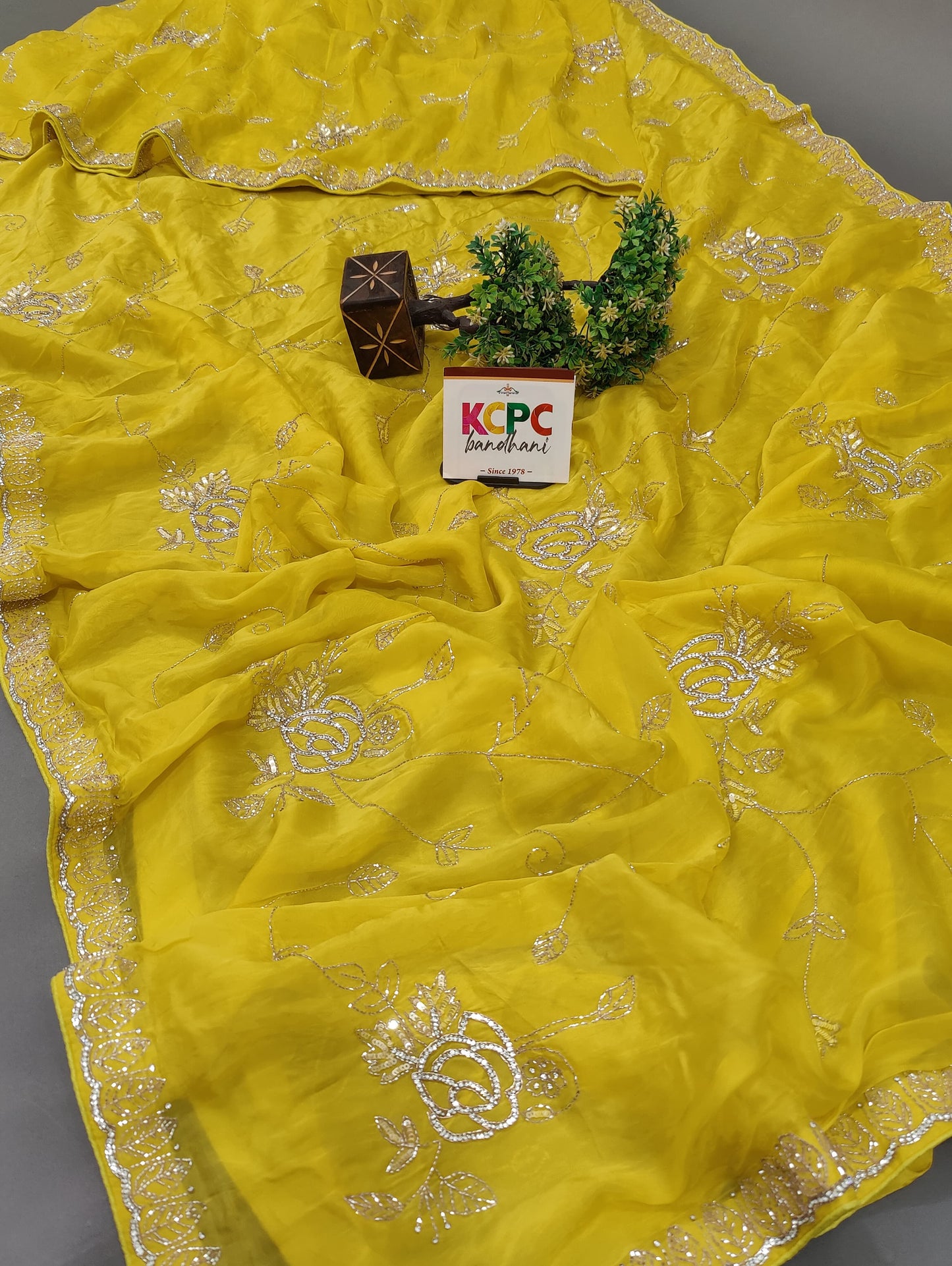 New HO silk Lemon Yellow Ad Diamond Work Heavy Designer Party Wear Jaipuri Saree with blouse,MAD