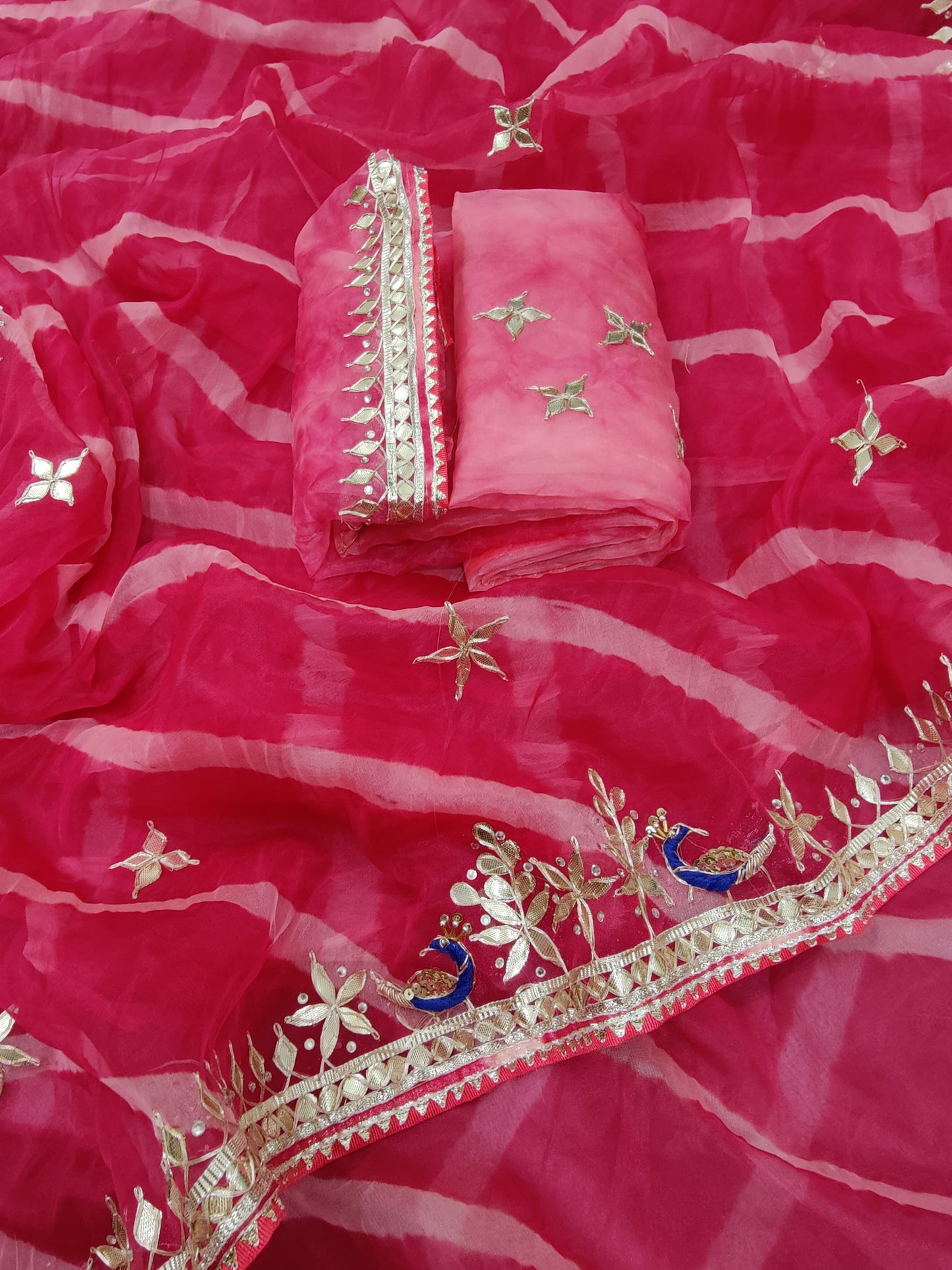 KcPc Latest New Organza Gotapatti Work Leheriya Saree with blouse, SATIS