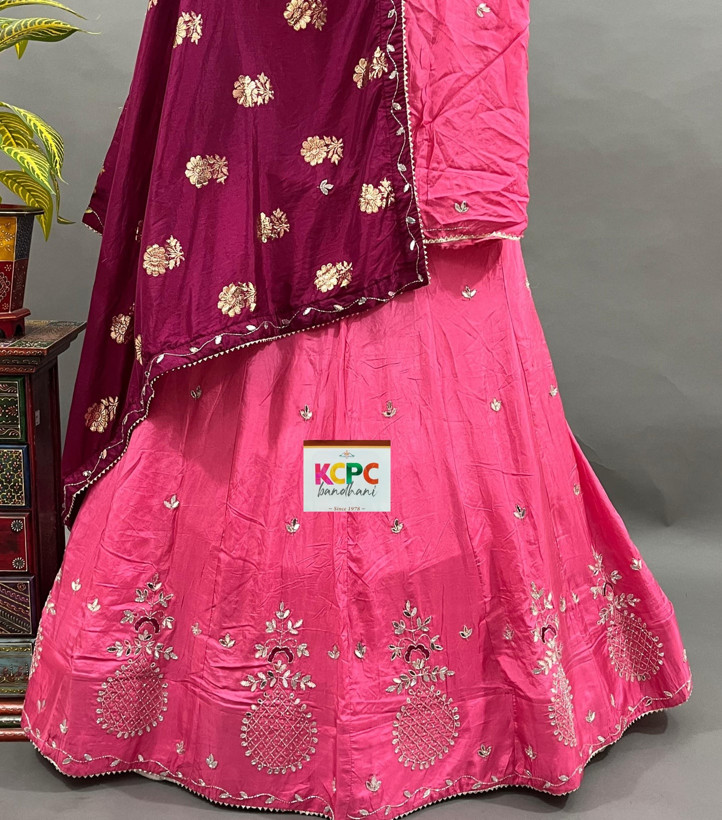 KcPc Latest New Launch Upada Chinon with Katdana Gotapatti Handwork Work Lehenga set,ANJ