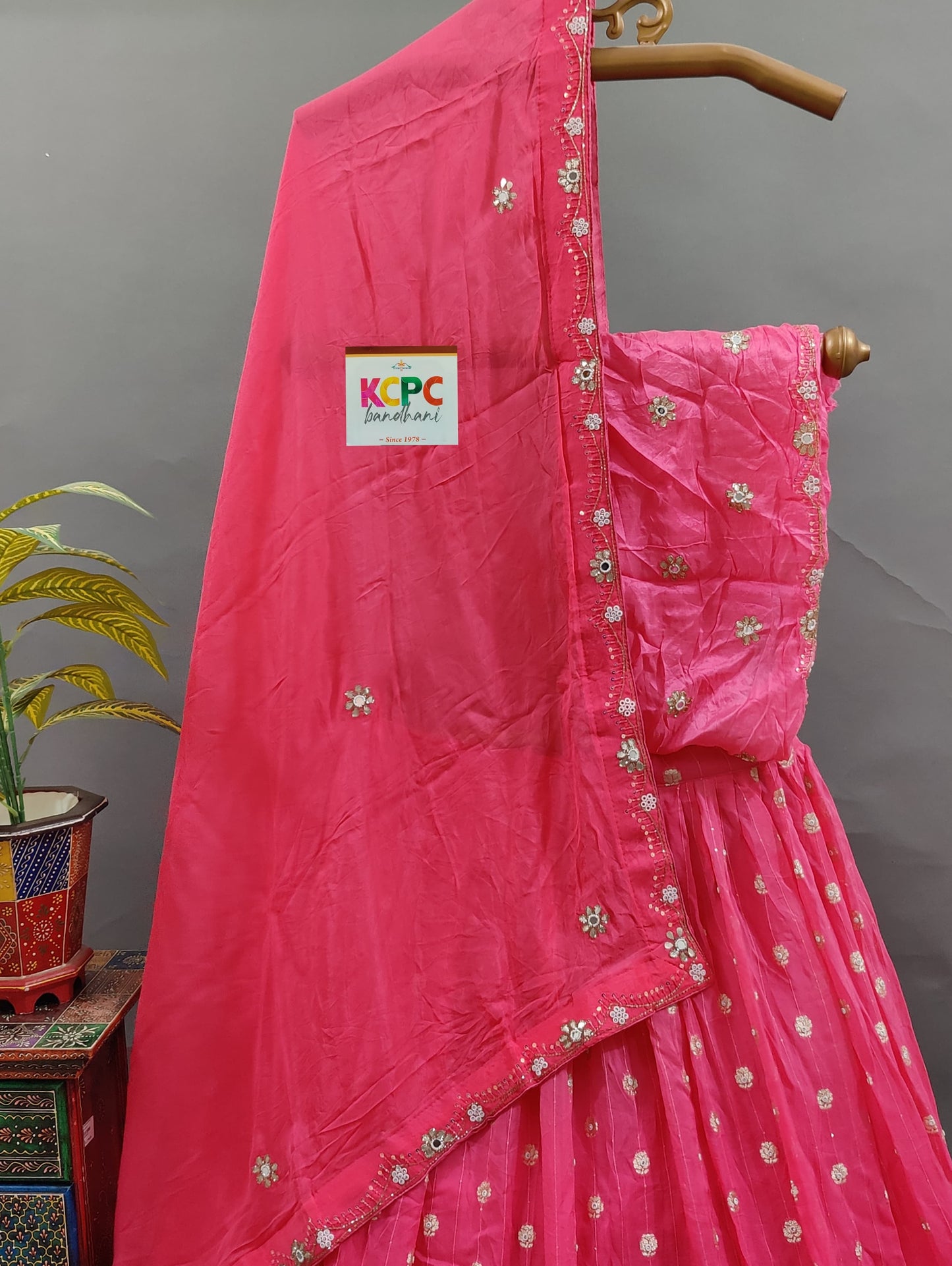 KcPc Pure khaddi Georgette Neemzari Banarasi Designer partywear Lehenga Chunni set ANJ