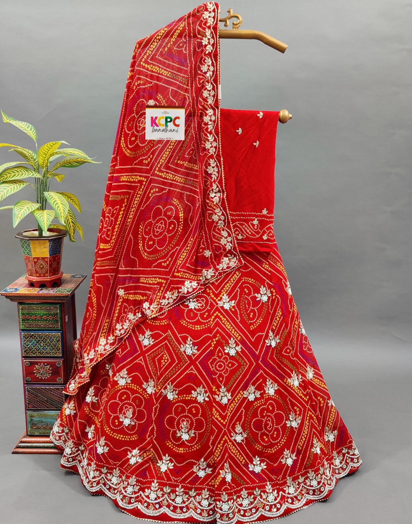 KcPc Exclusive New pure Georgette Bandhej With katdana Gotapatti Handwork jaipuri Lehenga set,KML