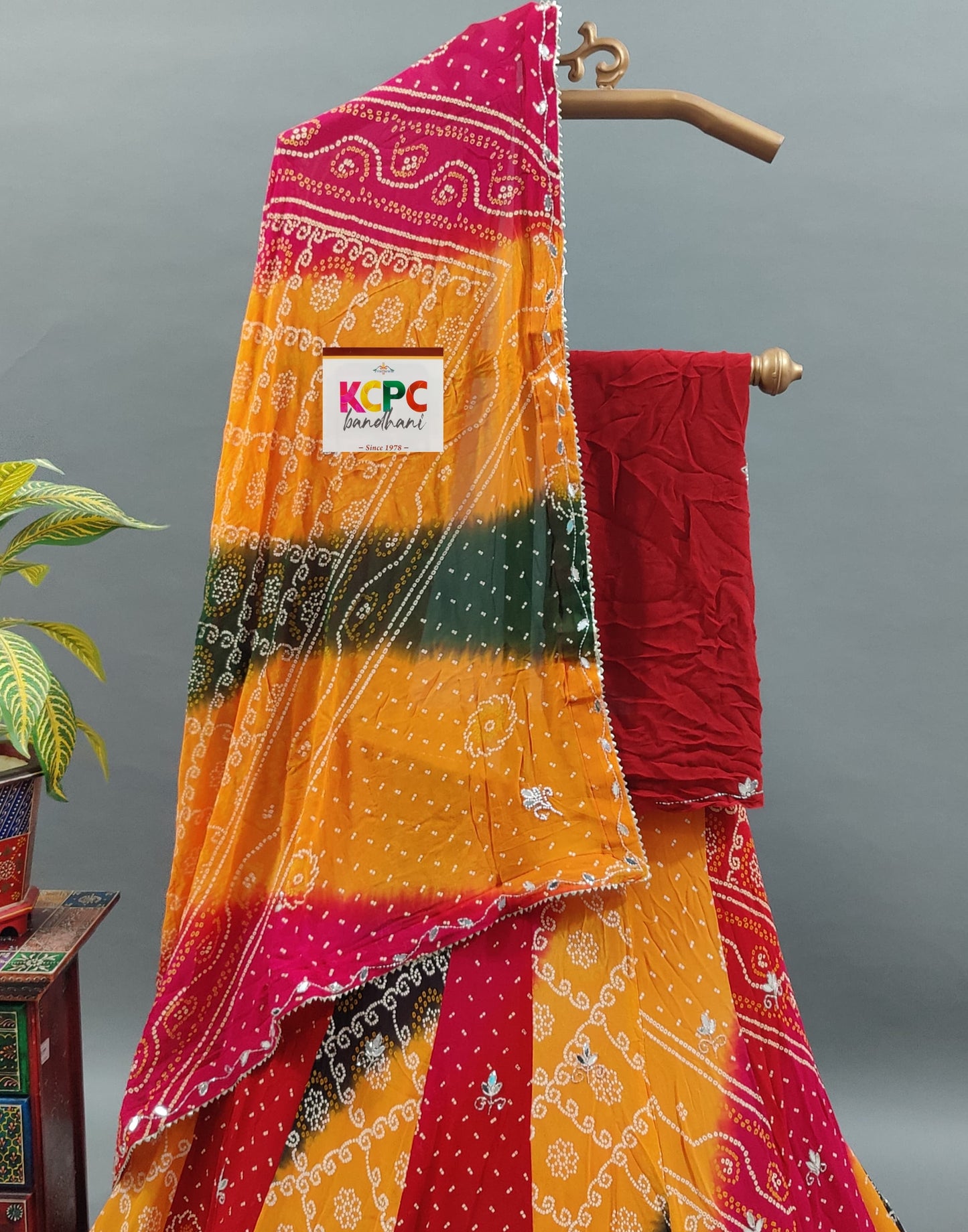 KcPc New Launching Multi Colour Pure Georgette Bandhej With katdana Mirror Handwork Lehenga set,ANJ