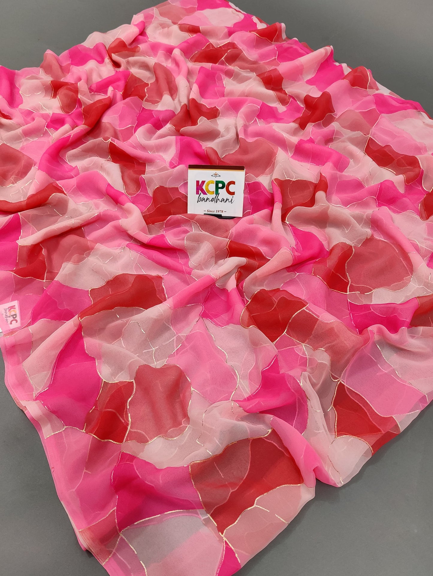 KcPc New Launching Royal Georgette Multi Color Foil Print Saree,SUN