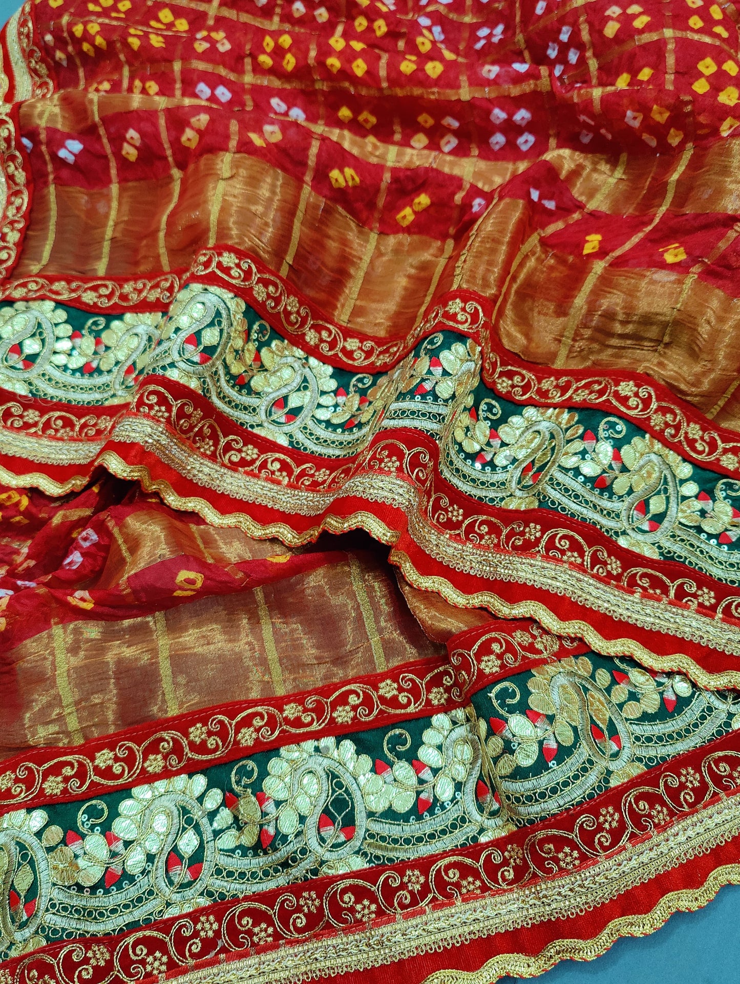 KcPc New Ghatchola Art Silk Bandhej Heavy Border Dupatta ,ZHR