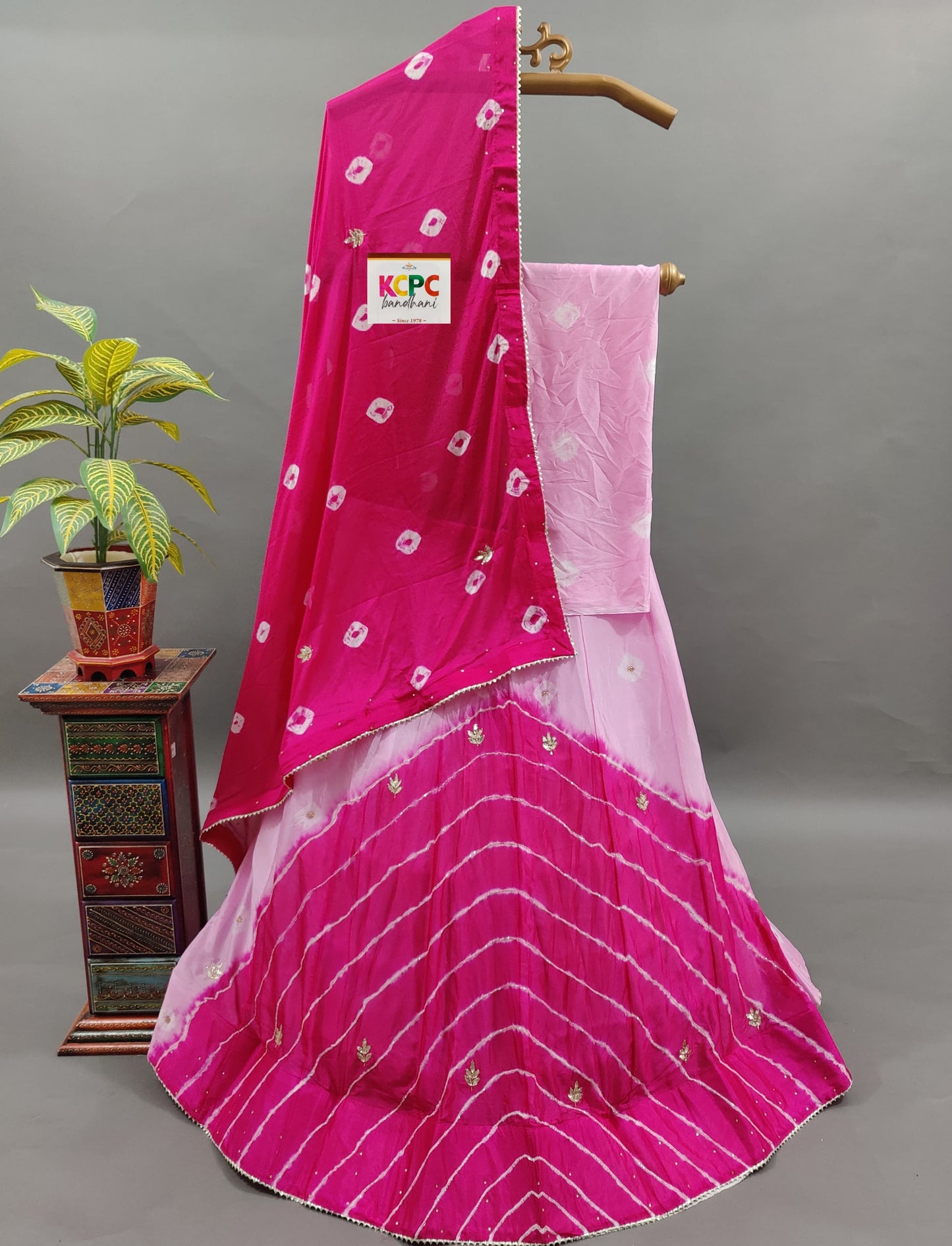 KcPc Latest New Launch Chinon Rajasthani Lahariya Bandhej Design With katdana Gotapatti Work Lehenga set,RNJ