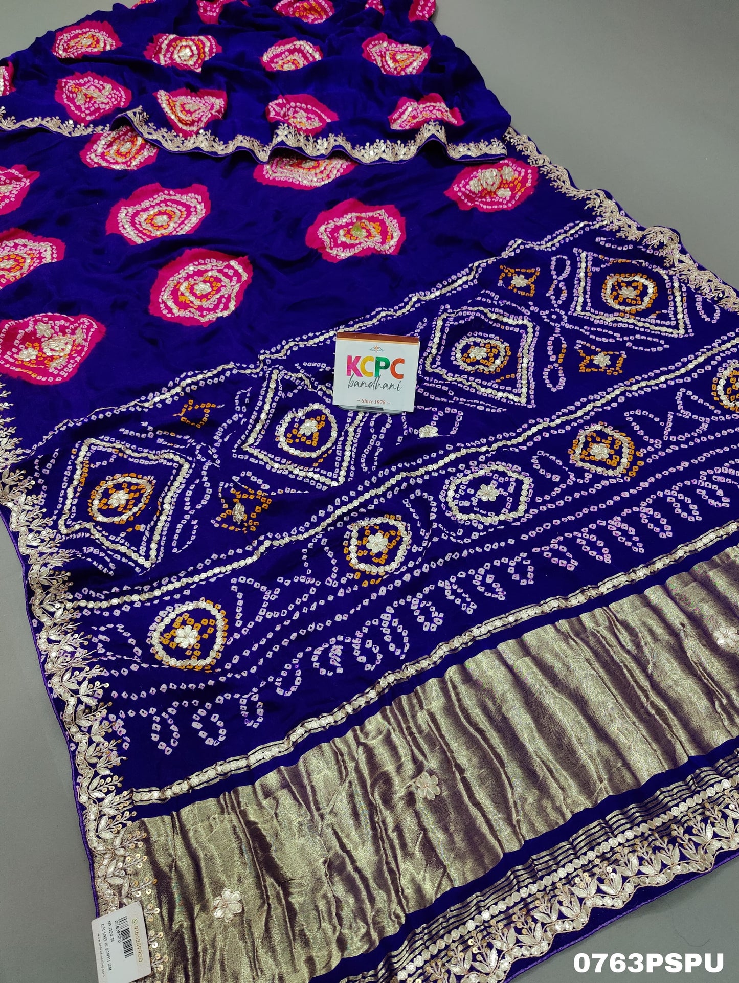 Latest New Pure Gaji Silk Handmade Bandhej Gotapatti Laddu Bandhej Saree with blouse