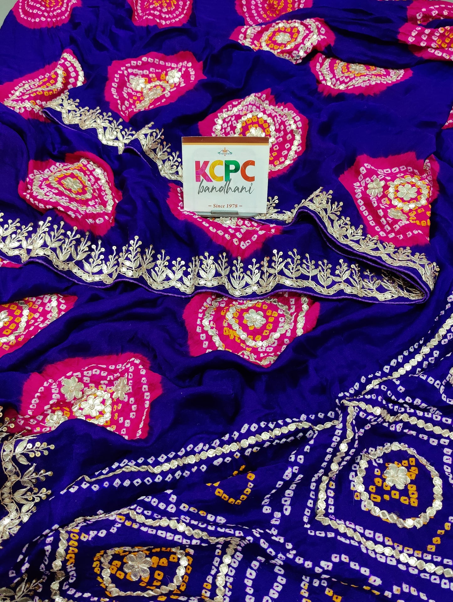 Latest New Pure Gaji Silk Handmade Bandhej Gotapatti Laddu Bandhej Saree with blouse