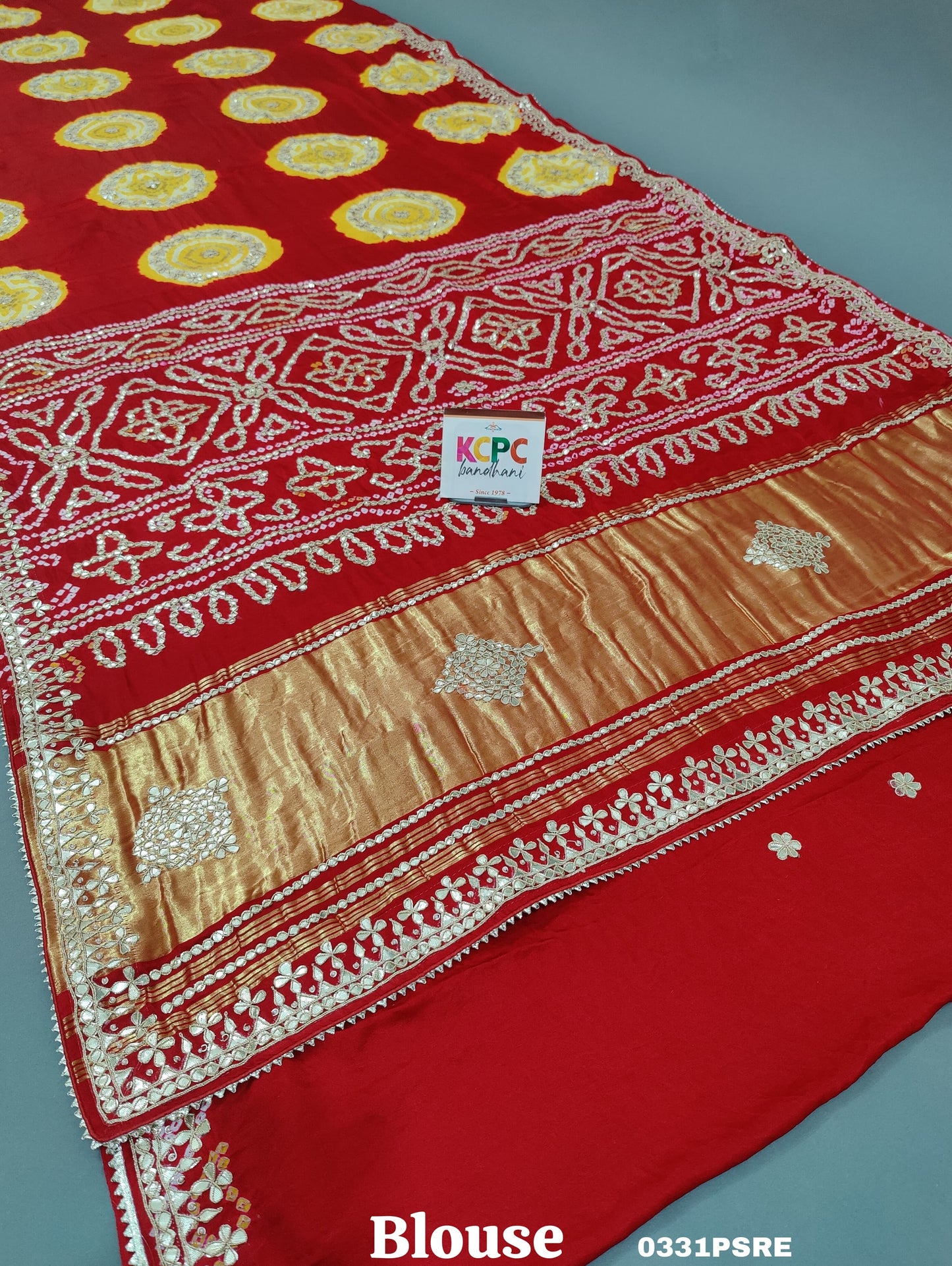 Latest New Pure Gaji Silk Handmade Bandhej Gotapatti Laddu Bandhej Saree with blouse
