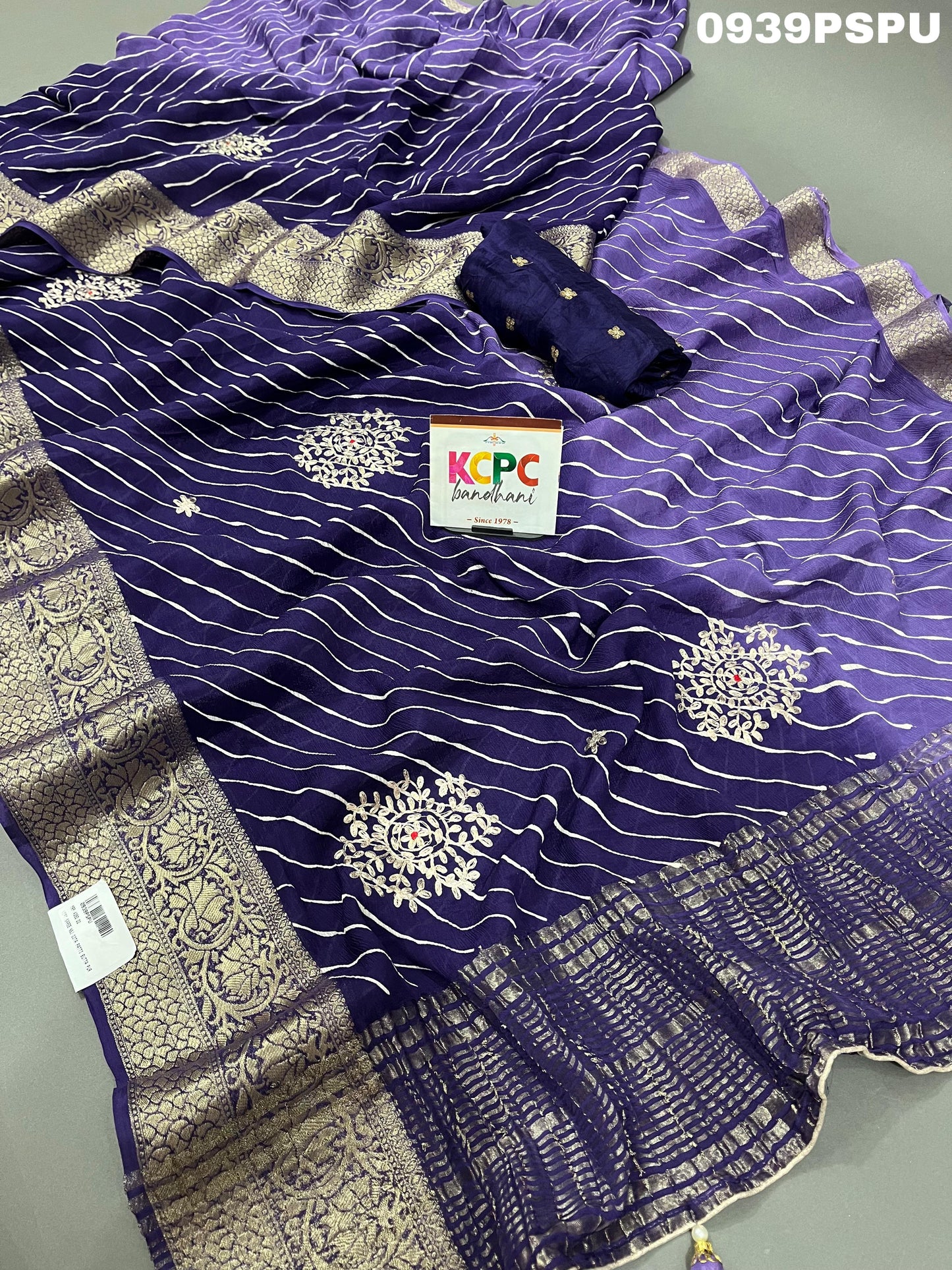 KCPC Launching New pure chiffon hand pitta Aari Work Saree With Blouse,NSJ