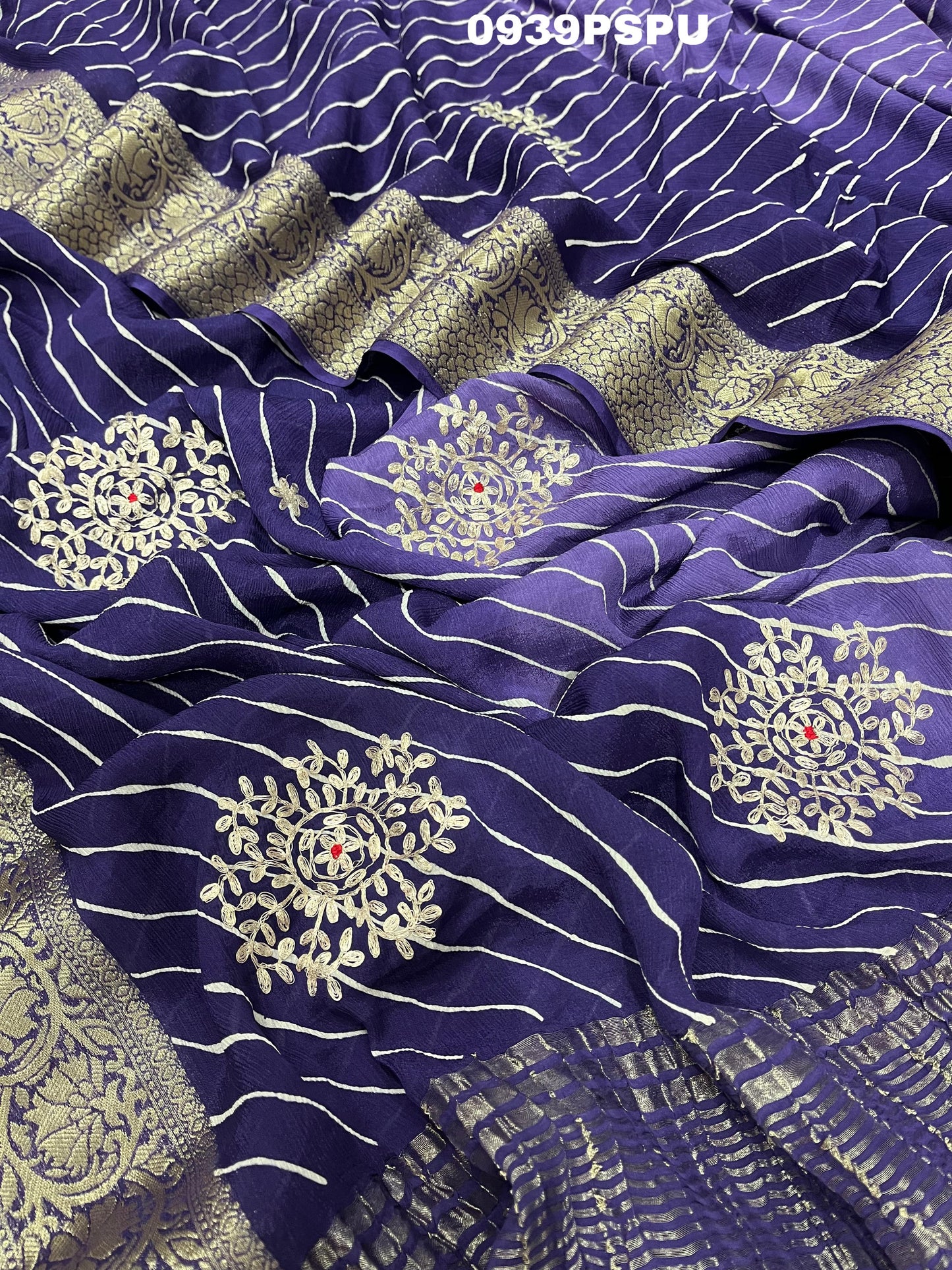 KCPC Launching New pure chiffon hand pitta Aari Work Saree With Blouse,NSJ