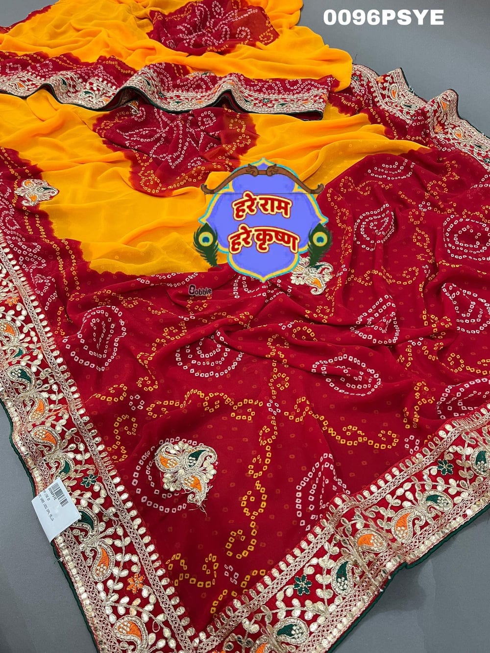 Georgette Rajasthani pila chunri saree