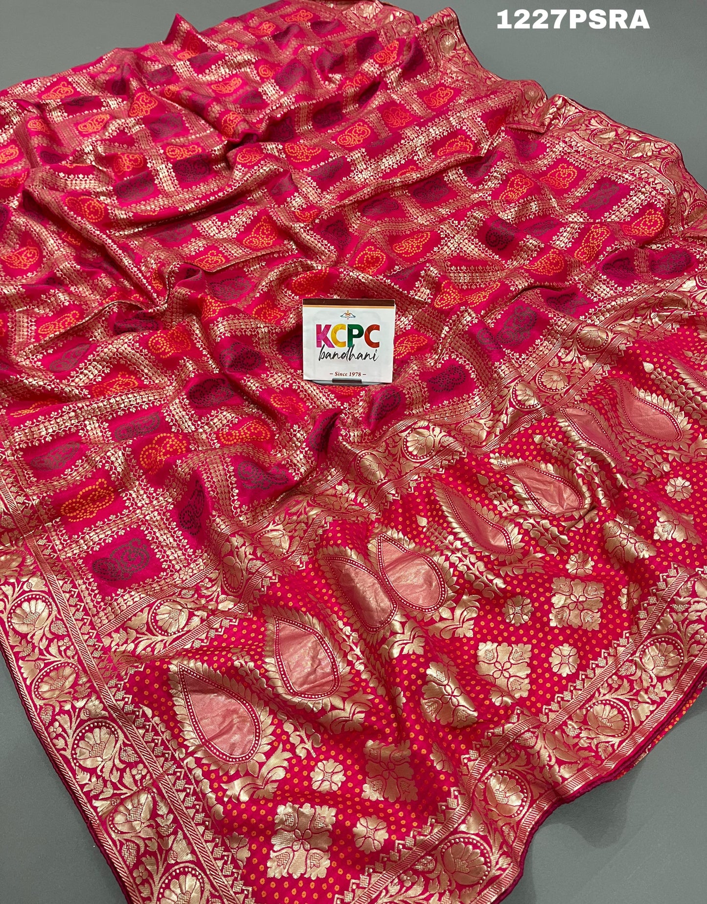 KcPc Latest New H O Silk Bandhni Heavy Zari Weaving Saree With Blouse